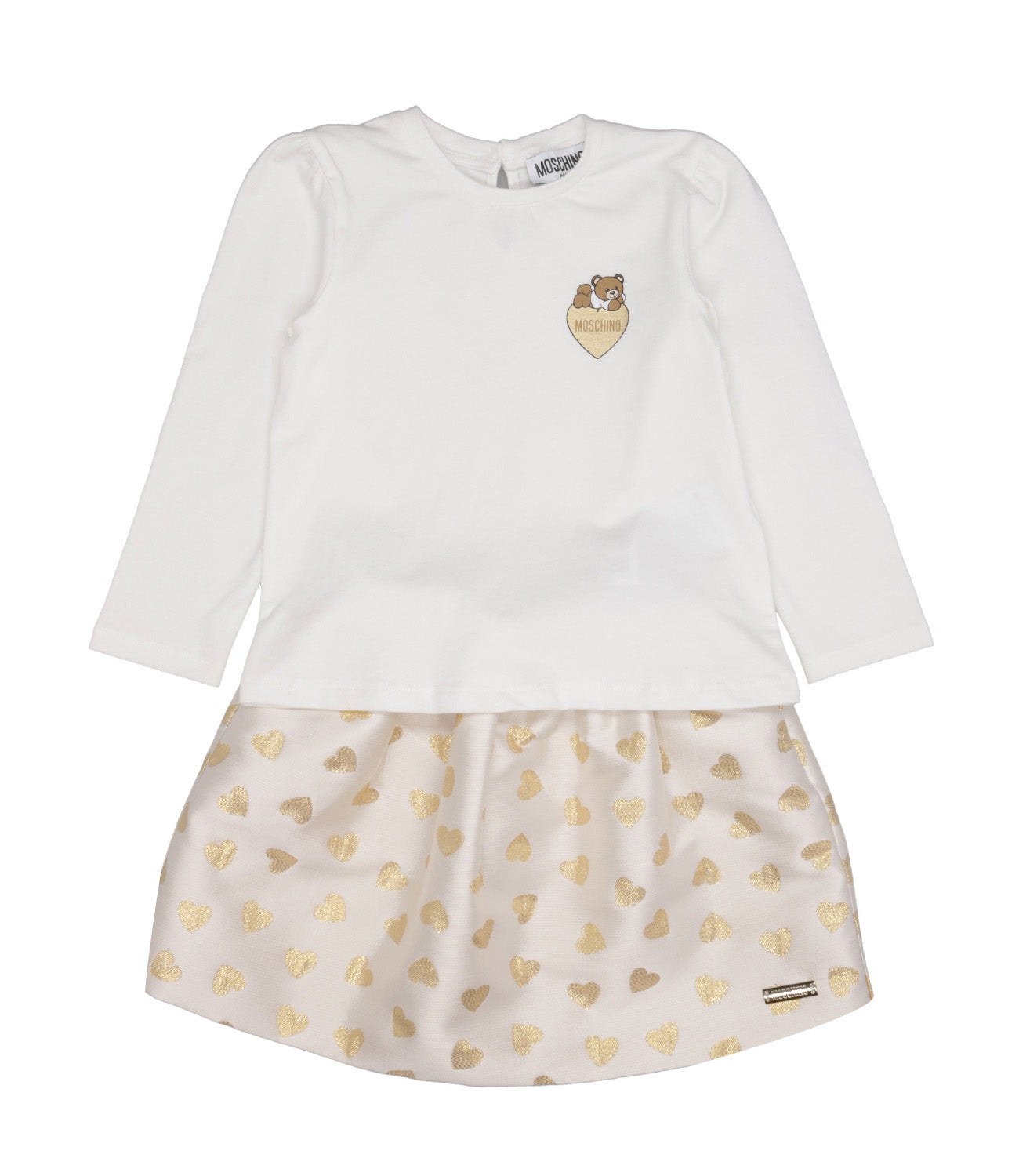 Moschino Baby | White and Gold Sweater and Skirt Set