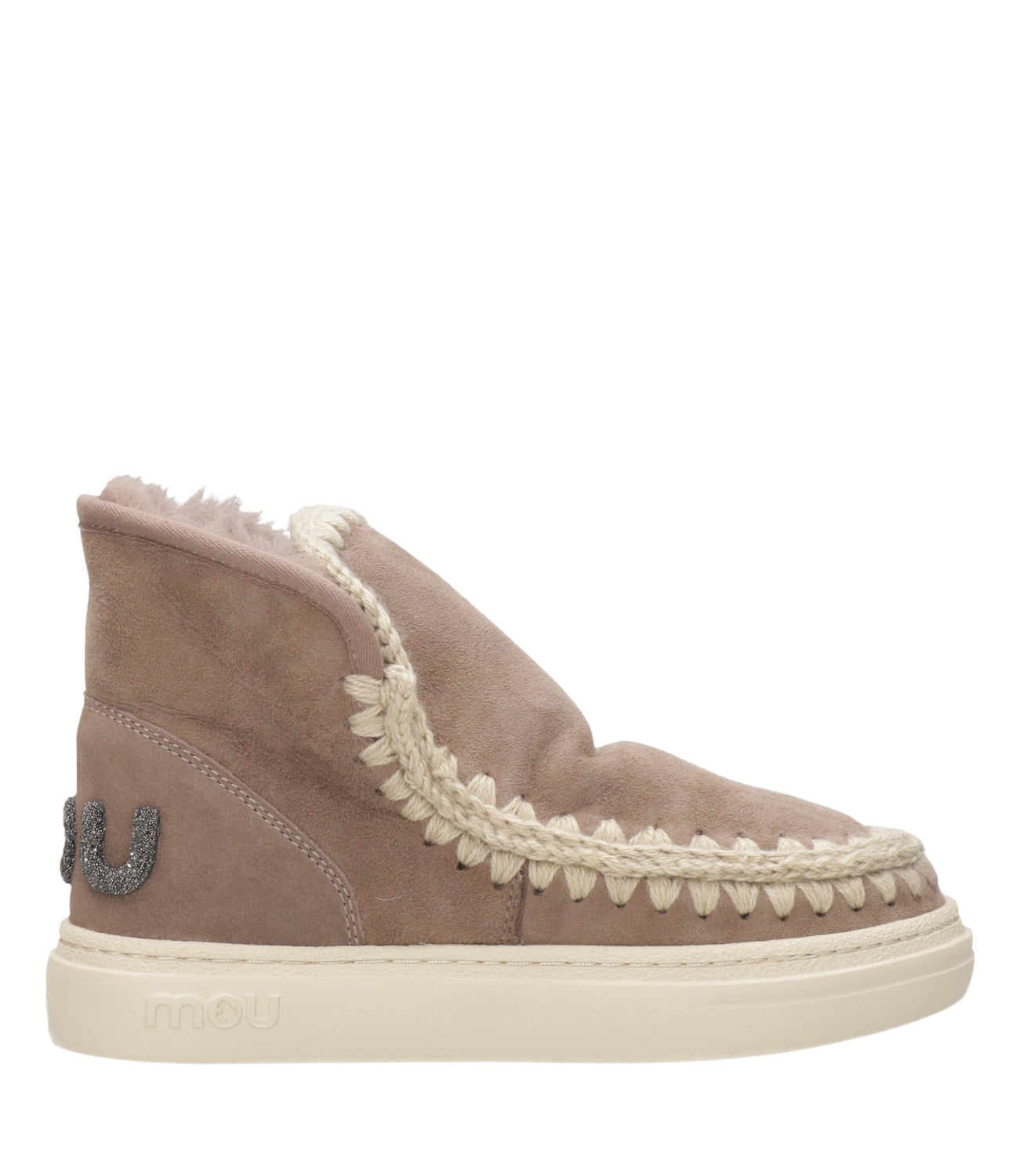 Mou | Tronchetto Eskimo Sneaker Bold Glitter Logo Tortora