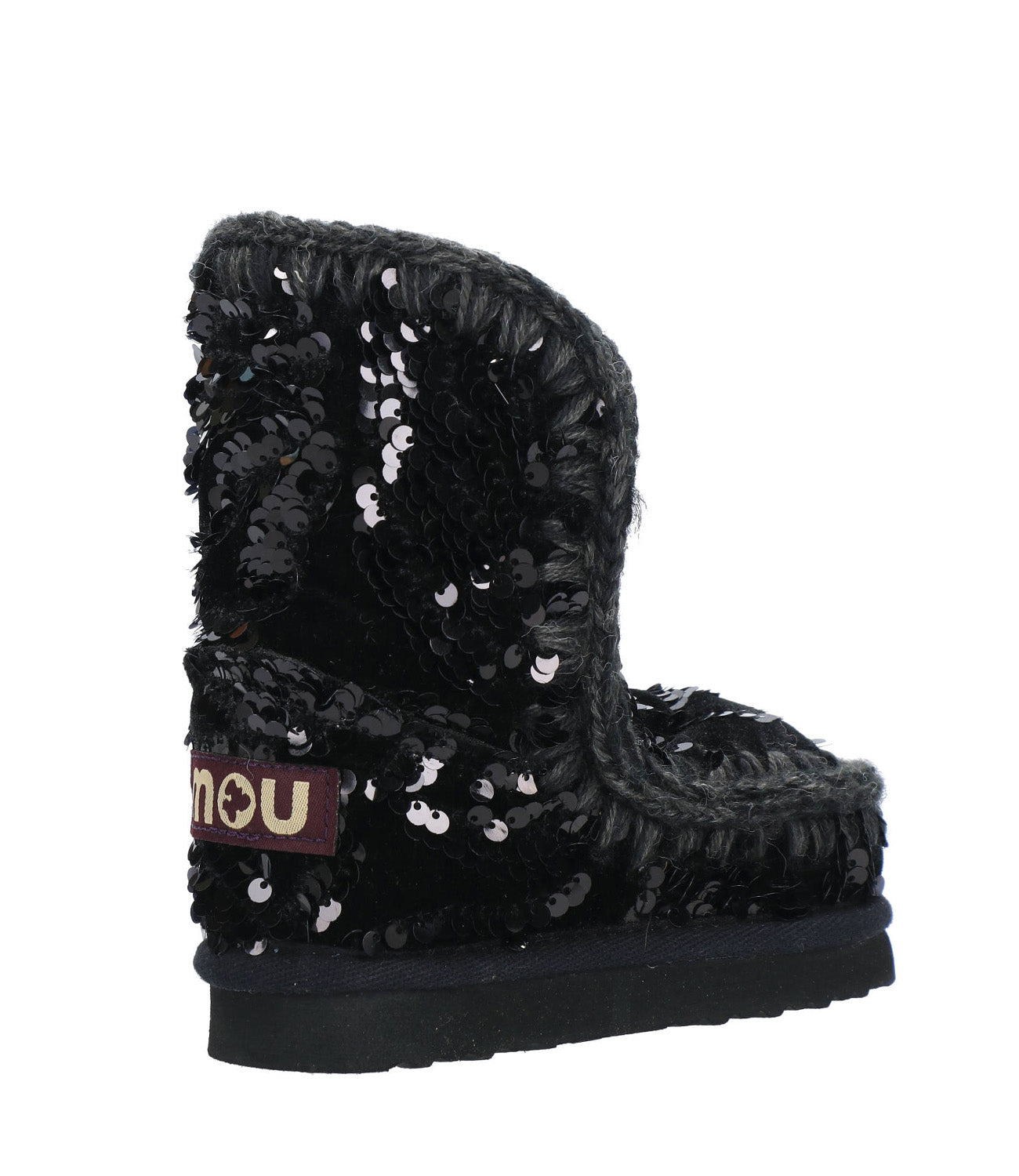 Mou Kids | Eskimo ankle boot kid velvet glamour sequins Black