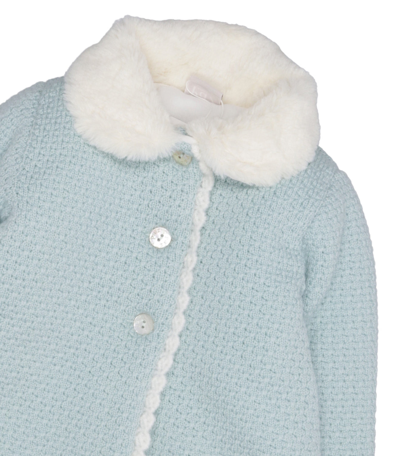 Paz Rodriguez | Water Green and Cream Coat