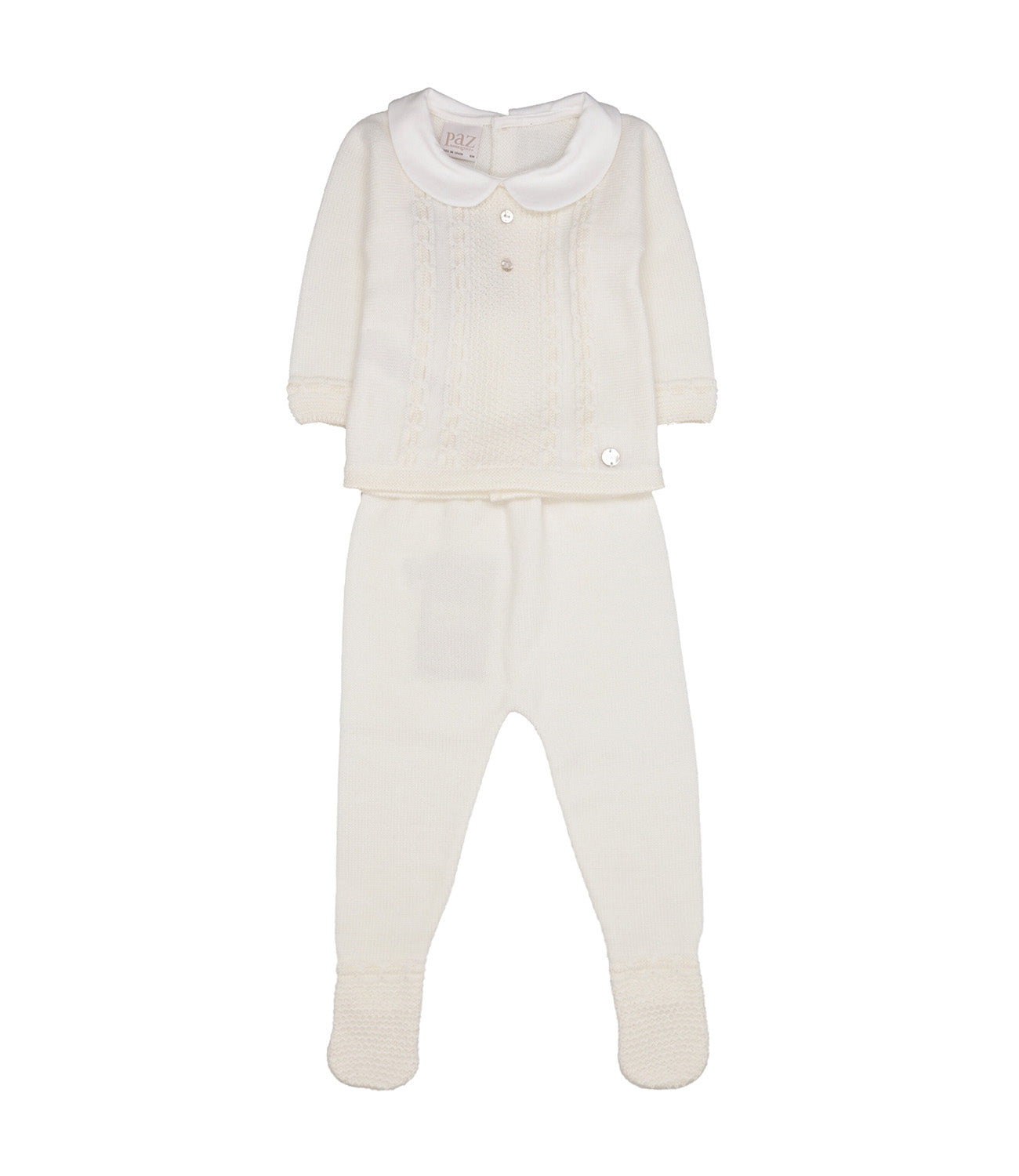 Paz Rodriguez | Cream and Beige Sweater and Pant Set