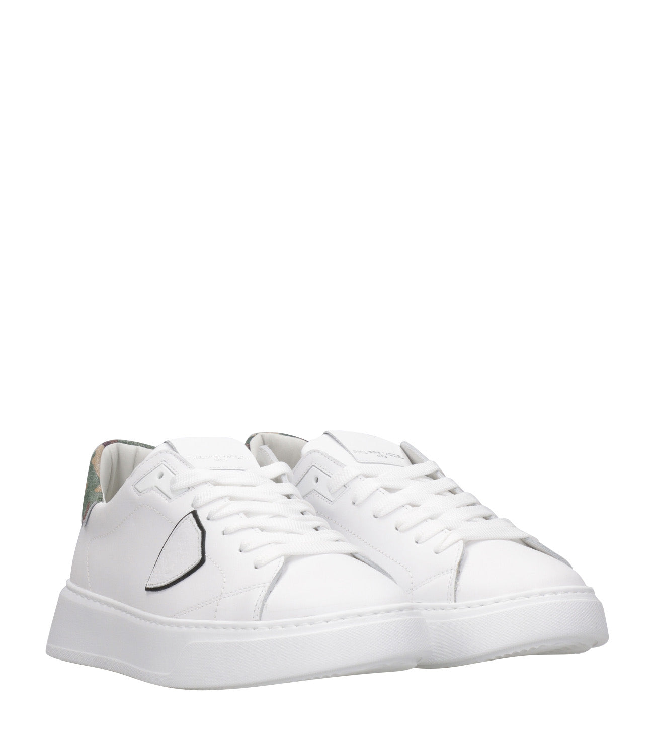 Philippe Model | Temple Low White and Camouflage Sneakers