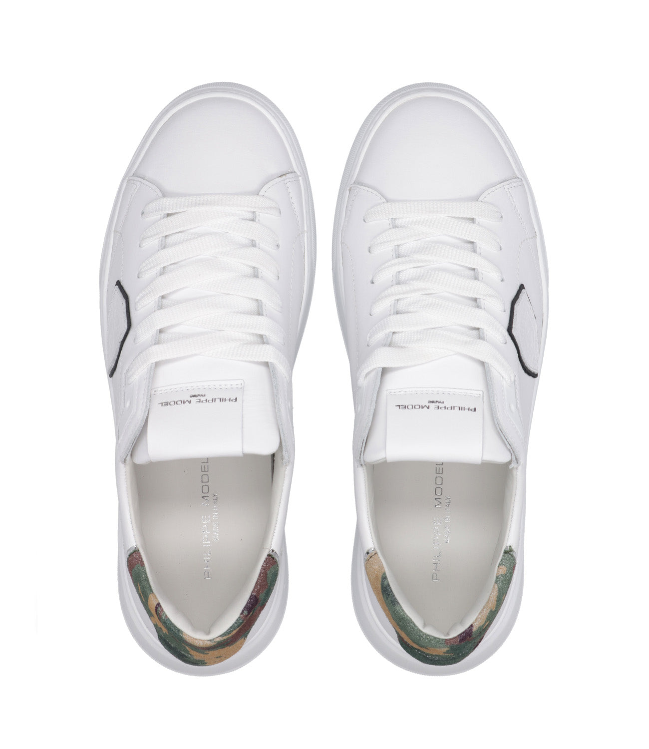 Philippe Model | Temple Low White and Camouflage Sneakers