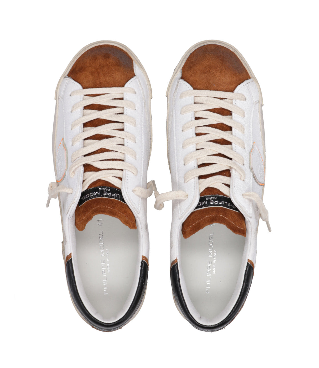 Philippe Model Sneakers Prsx Low White and Cognac