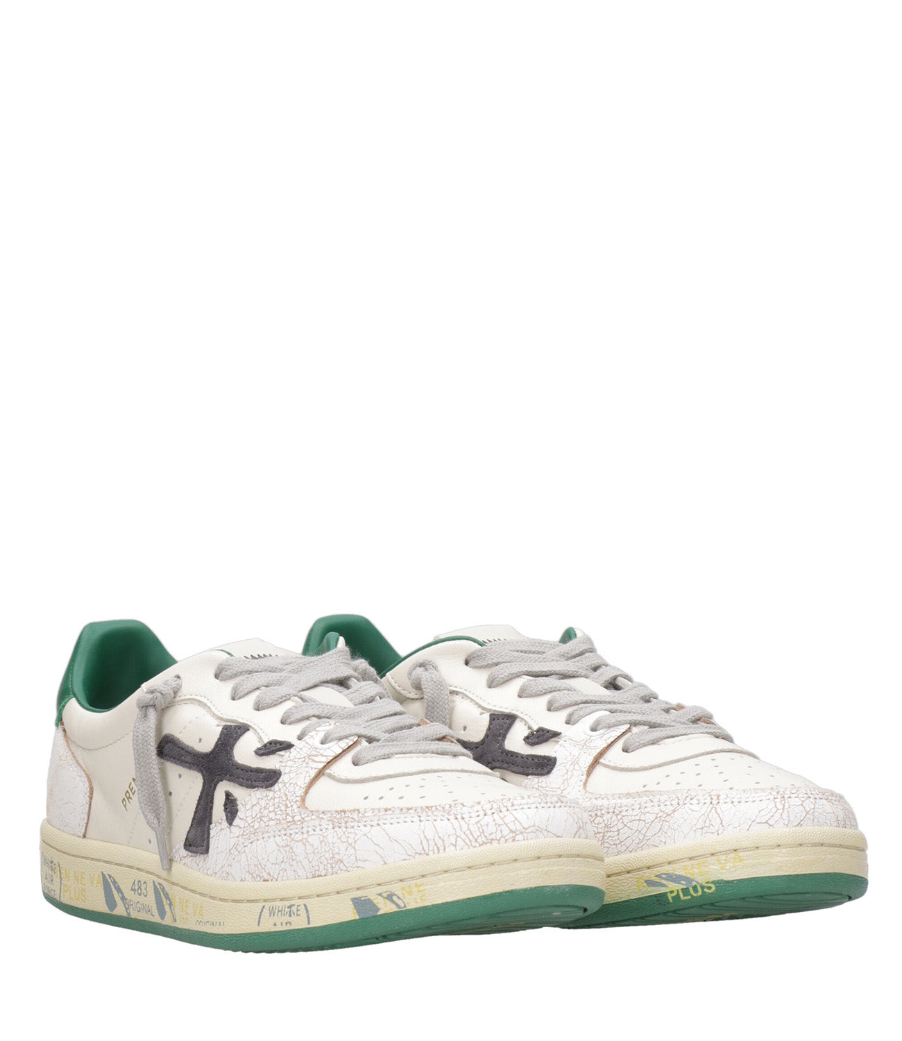 Premiata | Sneakers BsktClay 6778 Cream and Green