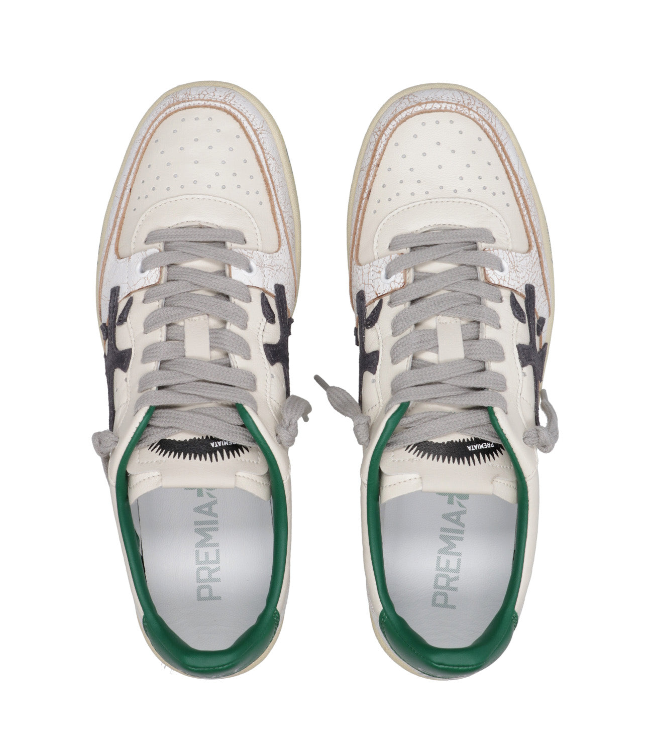 Premiata | Sneakers BsktClay 6778 Cream and Green