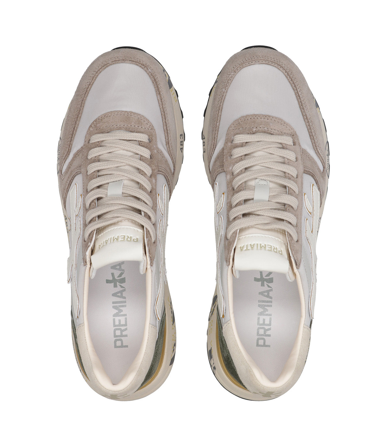 Premiata | Mick 6871 Ivory and Military Sneakers