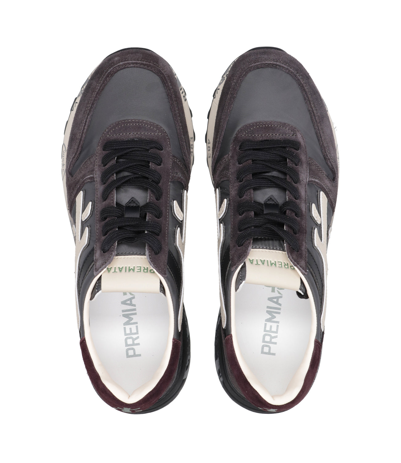 Premiata | Mick 6872 Grey and Bordeaux Sneakers