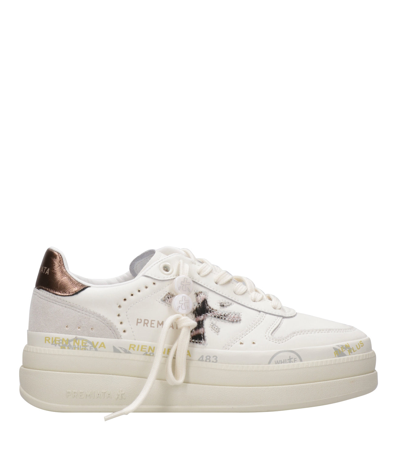 Premiata | Micol 7035 White and Bronze Sneakers