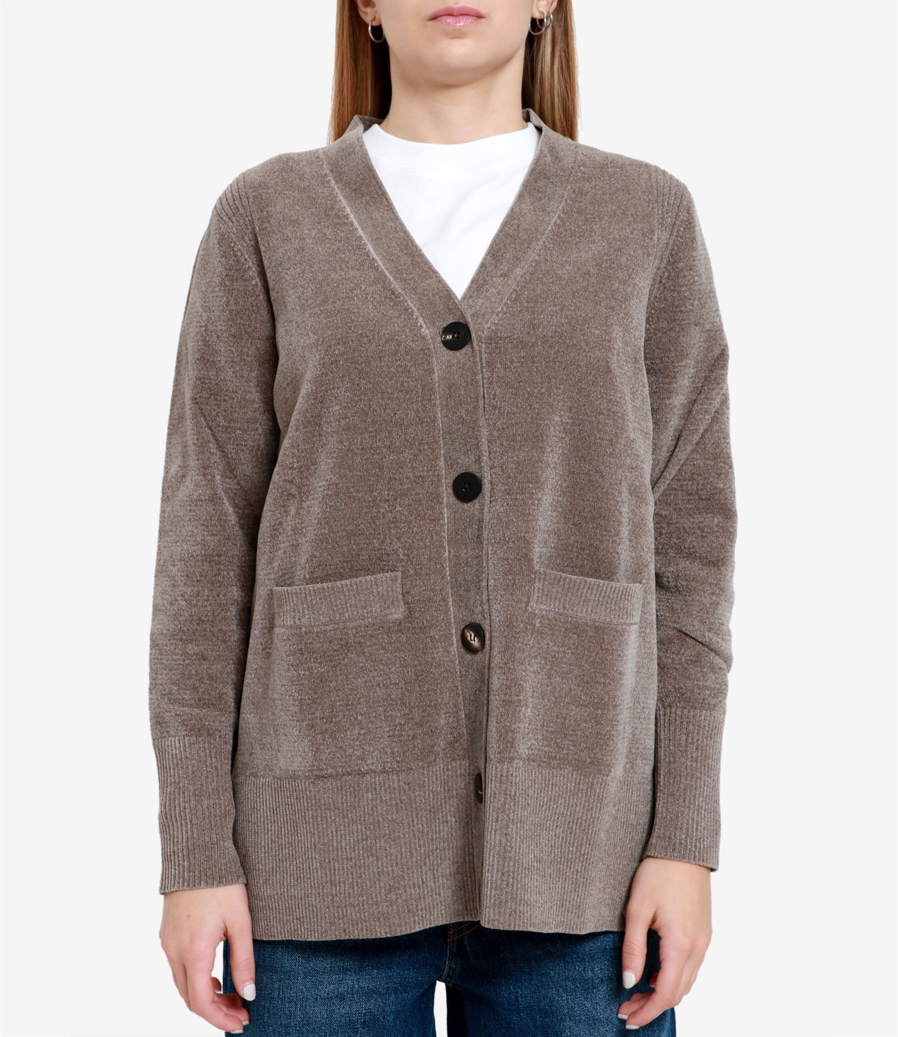 RRD | Cardigan Velvet vent knit Turtledove