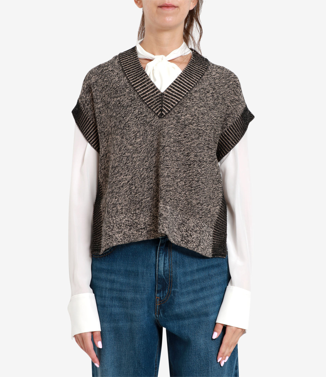 Sportmax | Louvre Vest Beige and Black