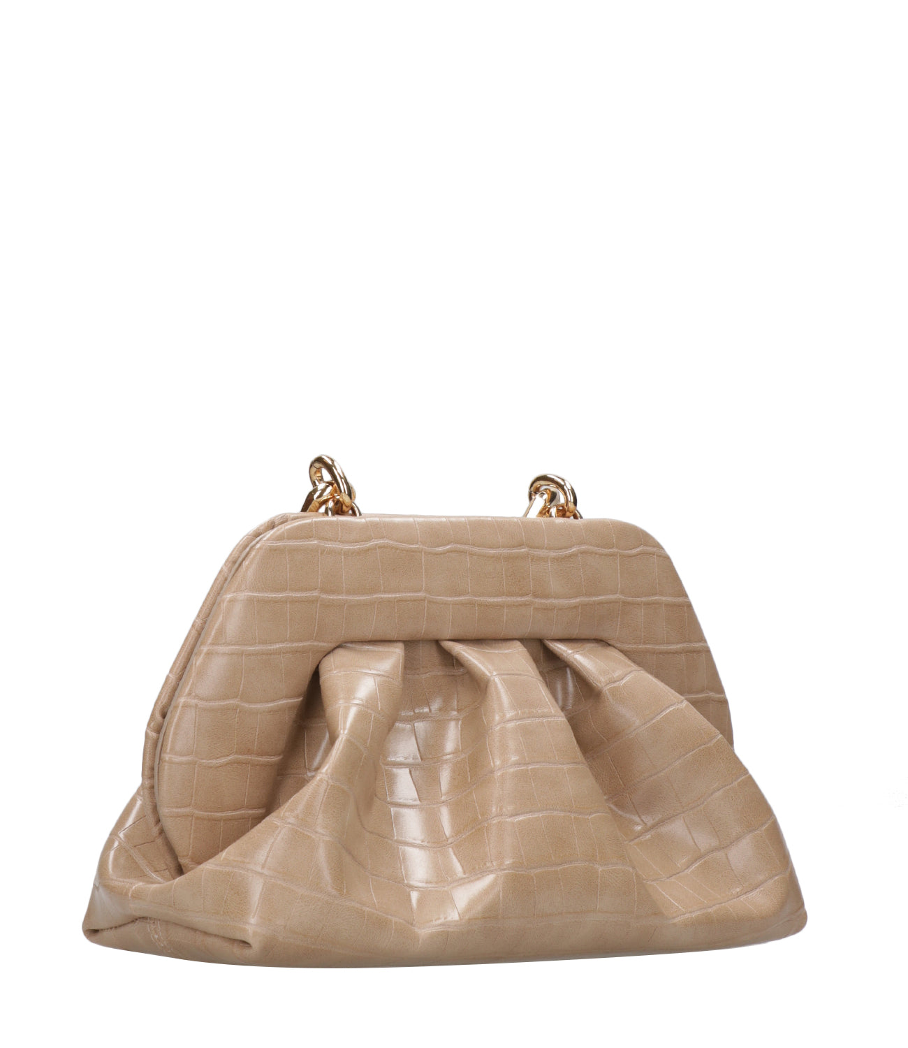 Themoiré | Tia Croco Beige Clutch Bag