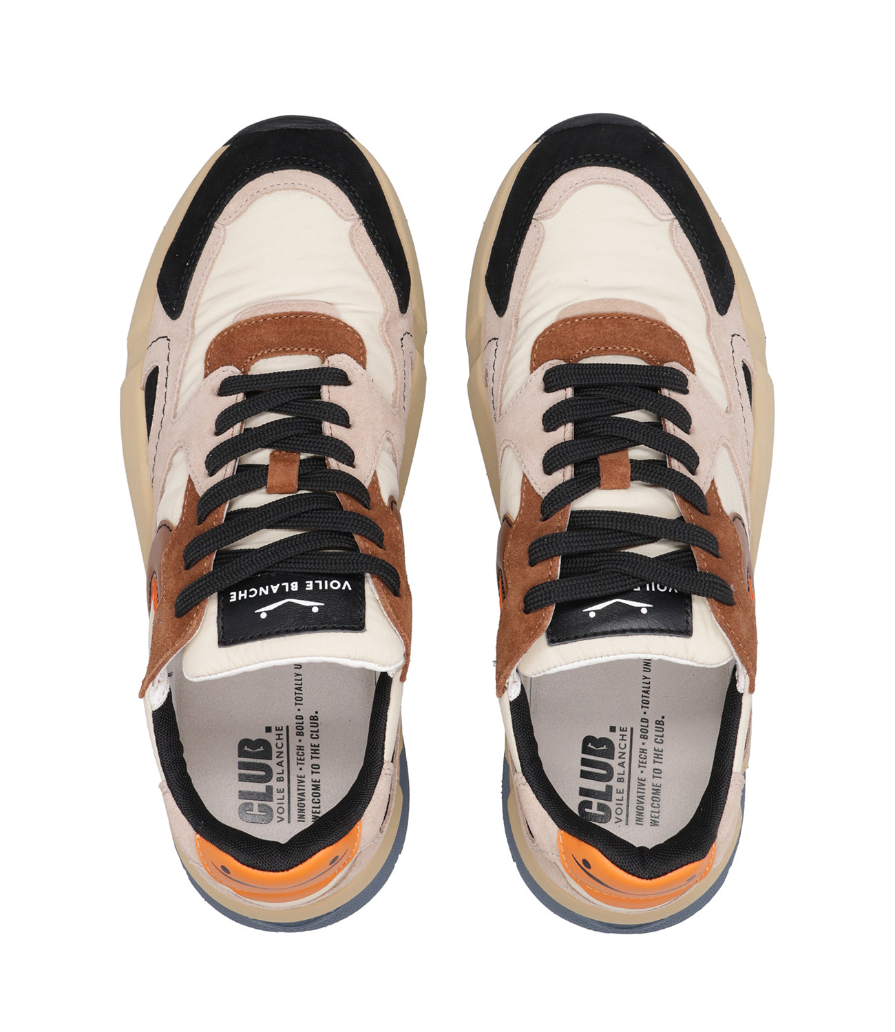 Voile Blanche | Sneakers Club 19 Nero Beige e Arancio