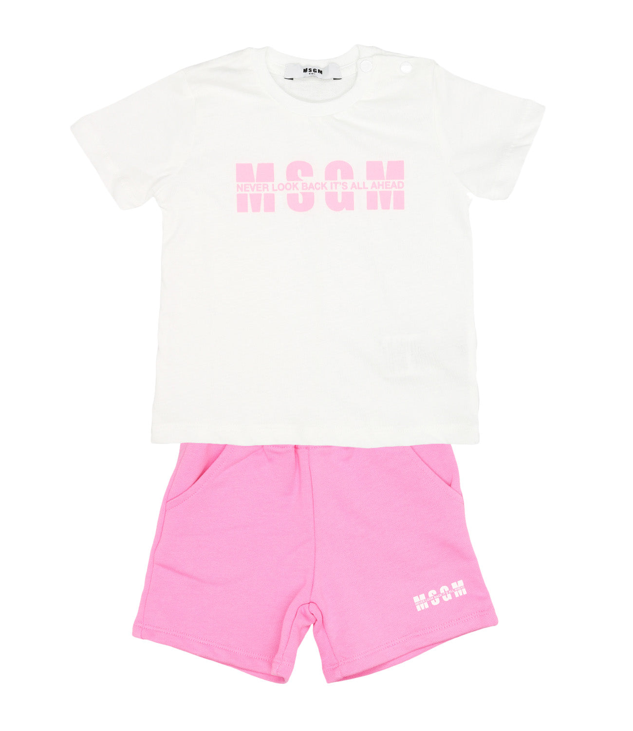 Set Maglia e Bermuda Bianco e Rosa