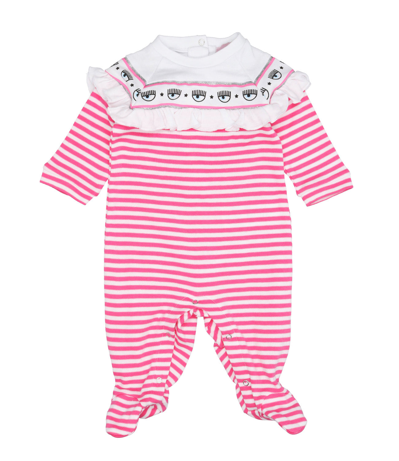 Chiara Ferragni Kids | Pink and White Logomania Babysuit