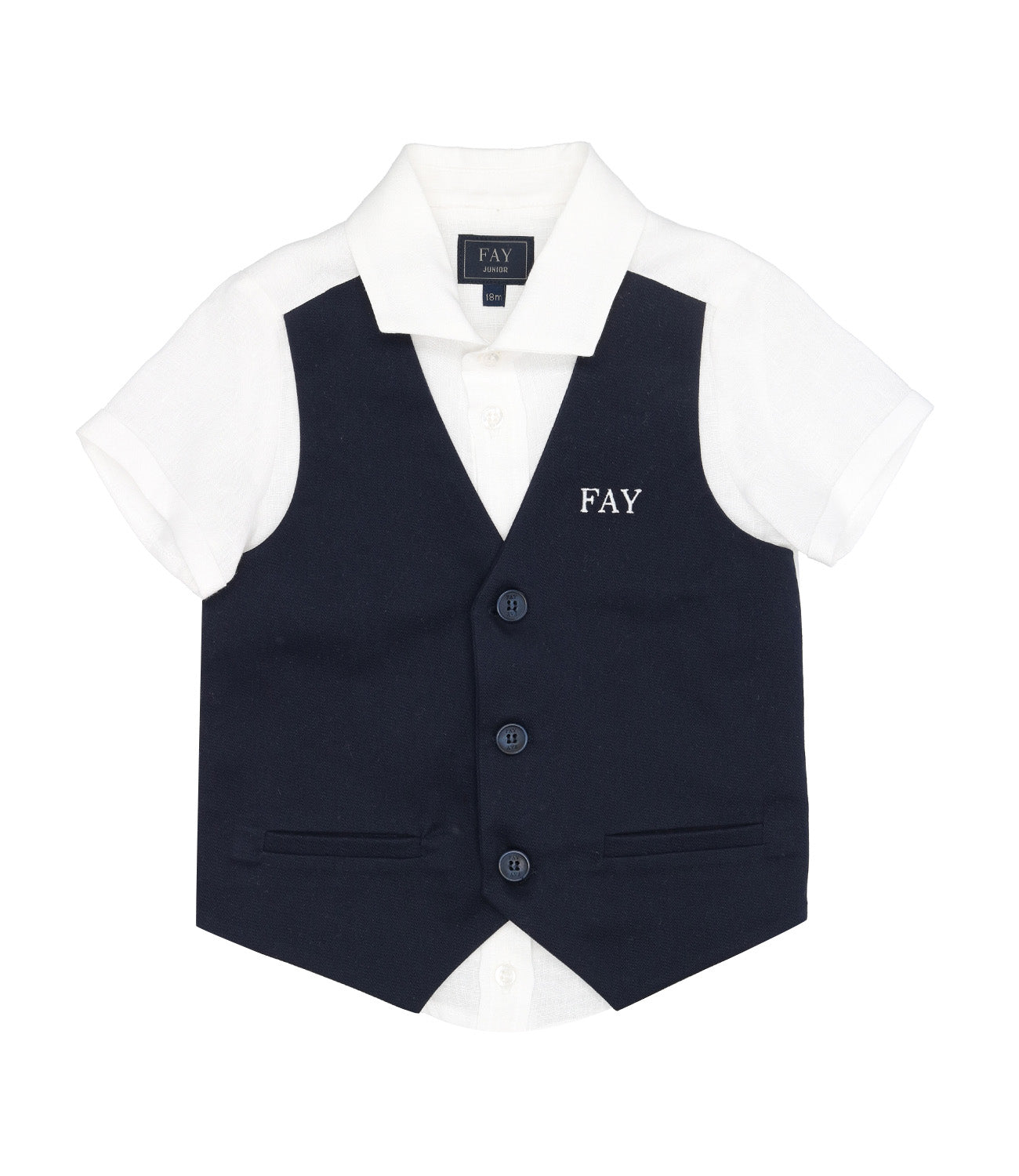 Fay Junior | White and Blue Shirt