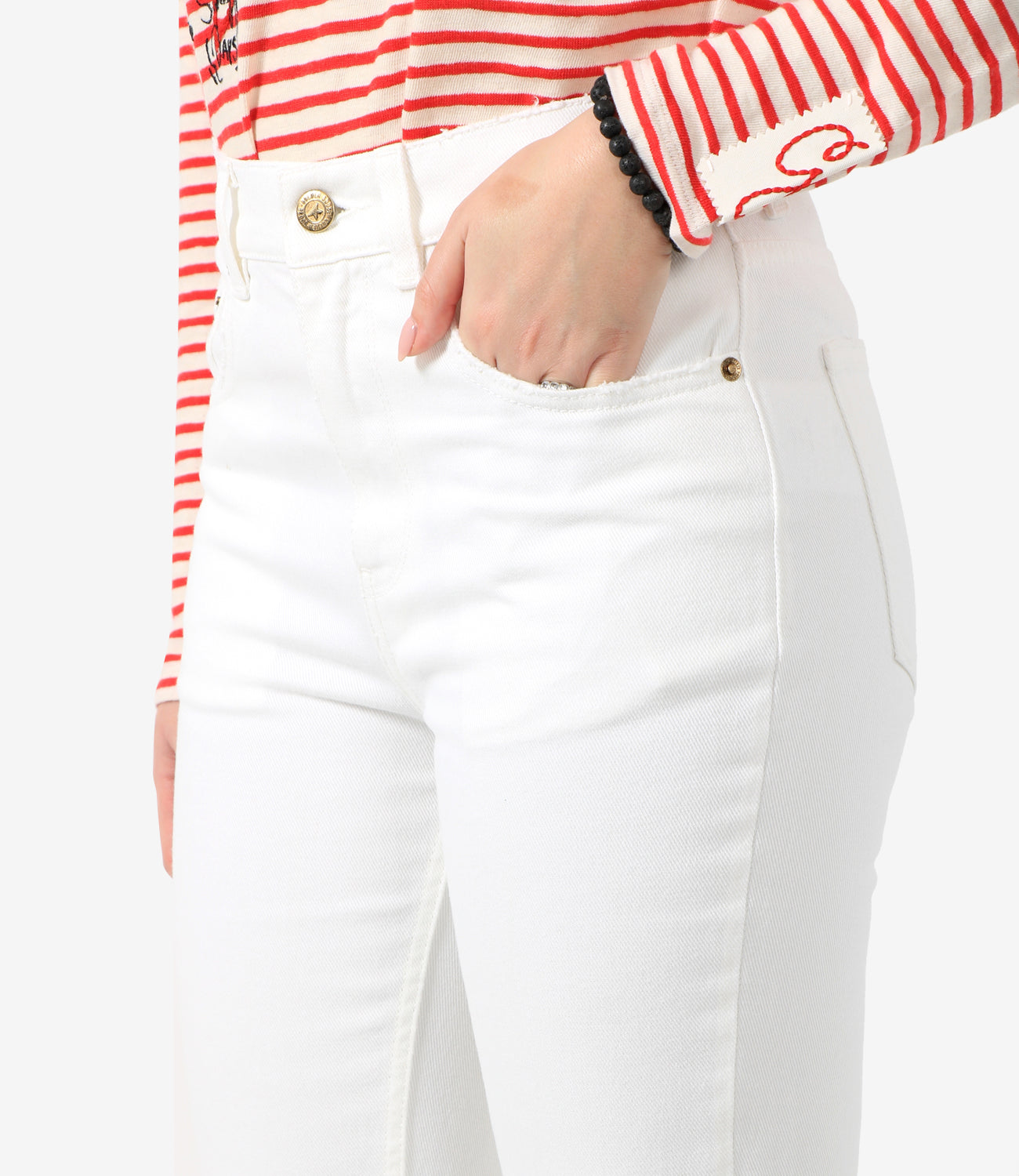 Golden Goose Jeans Jorney Denim Cropped Flare White Cropped Jeans