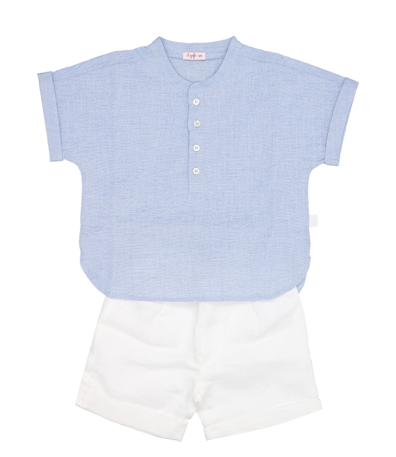 The Owl | Blue and White Sweater and Bermuda Shorts Set