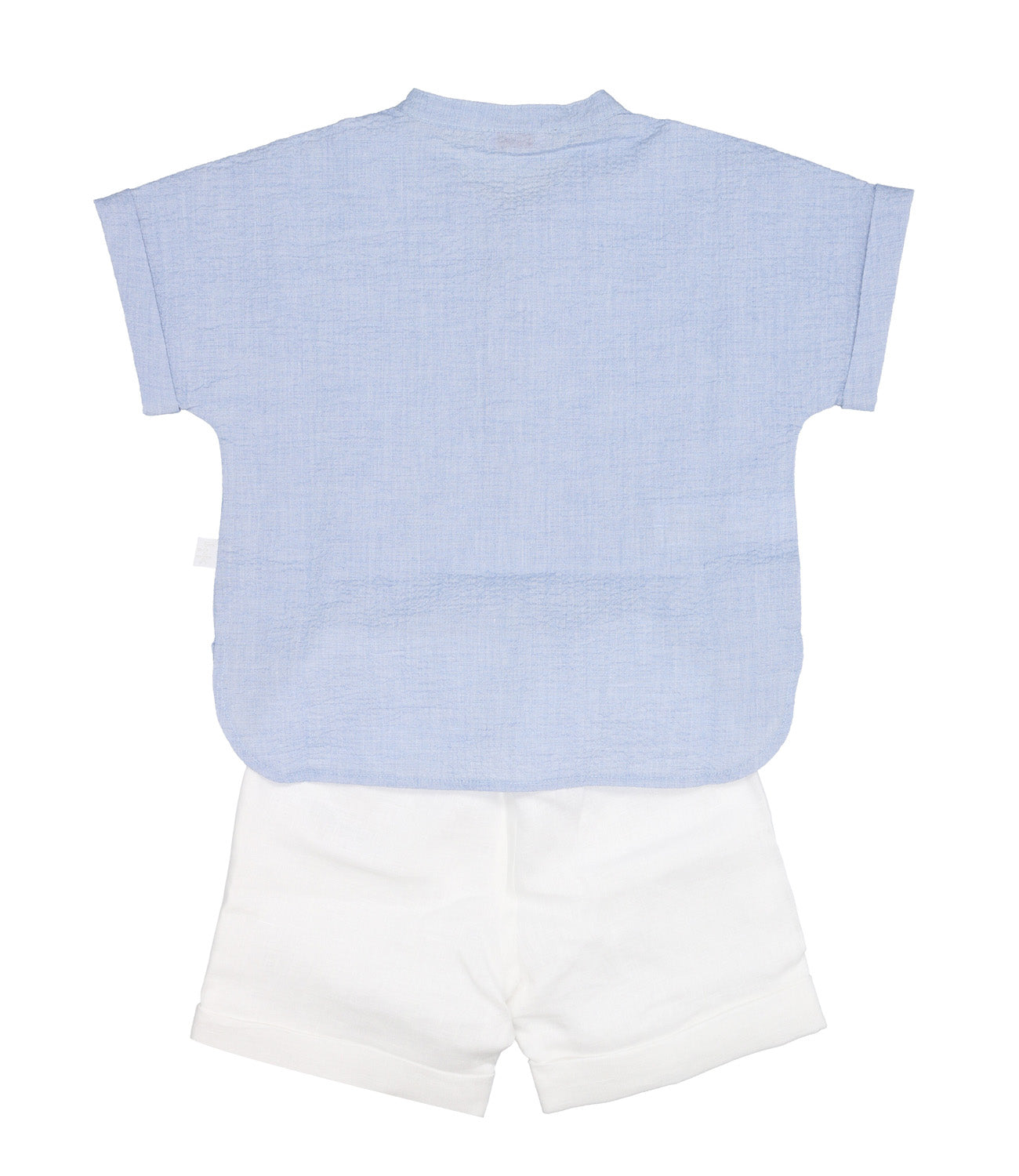 The Owl | Blue and White Sweater and Bermuda Shorts Set