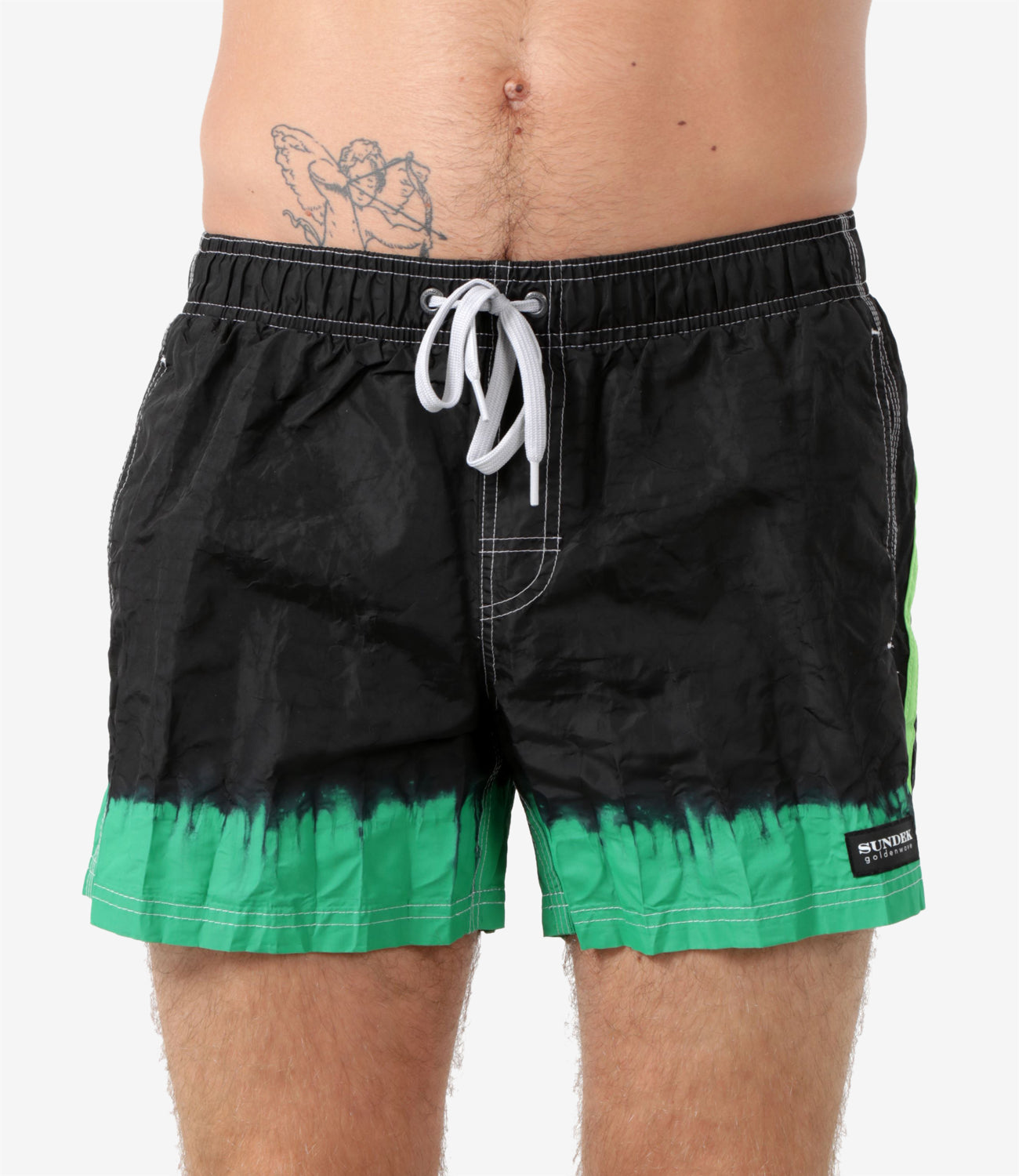 Sundek Golden Wave | Tie&Dye Swim Black and Green Boxer Swimsuit