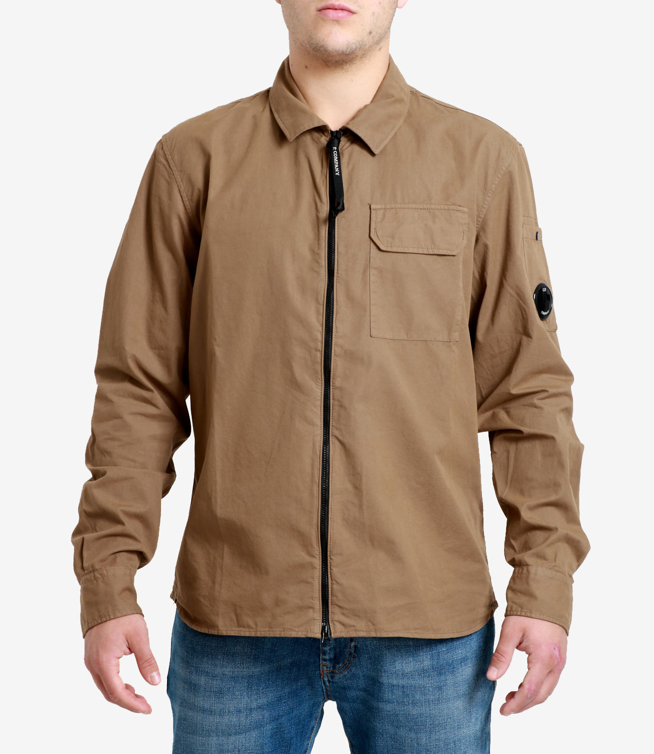 C.P. Company | Gabardine zipped shirt Tobacco