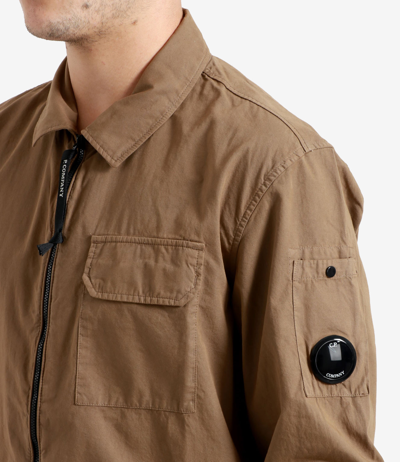 C.P. Company | Gabardine zipped shirt Tobacco