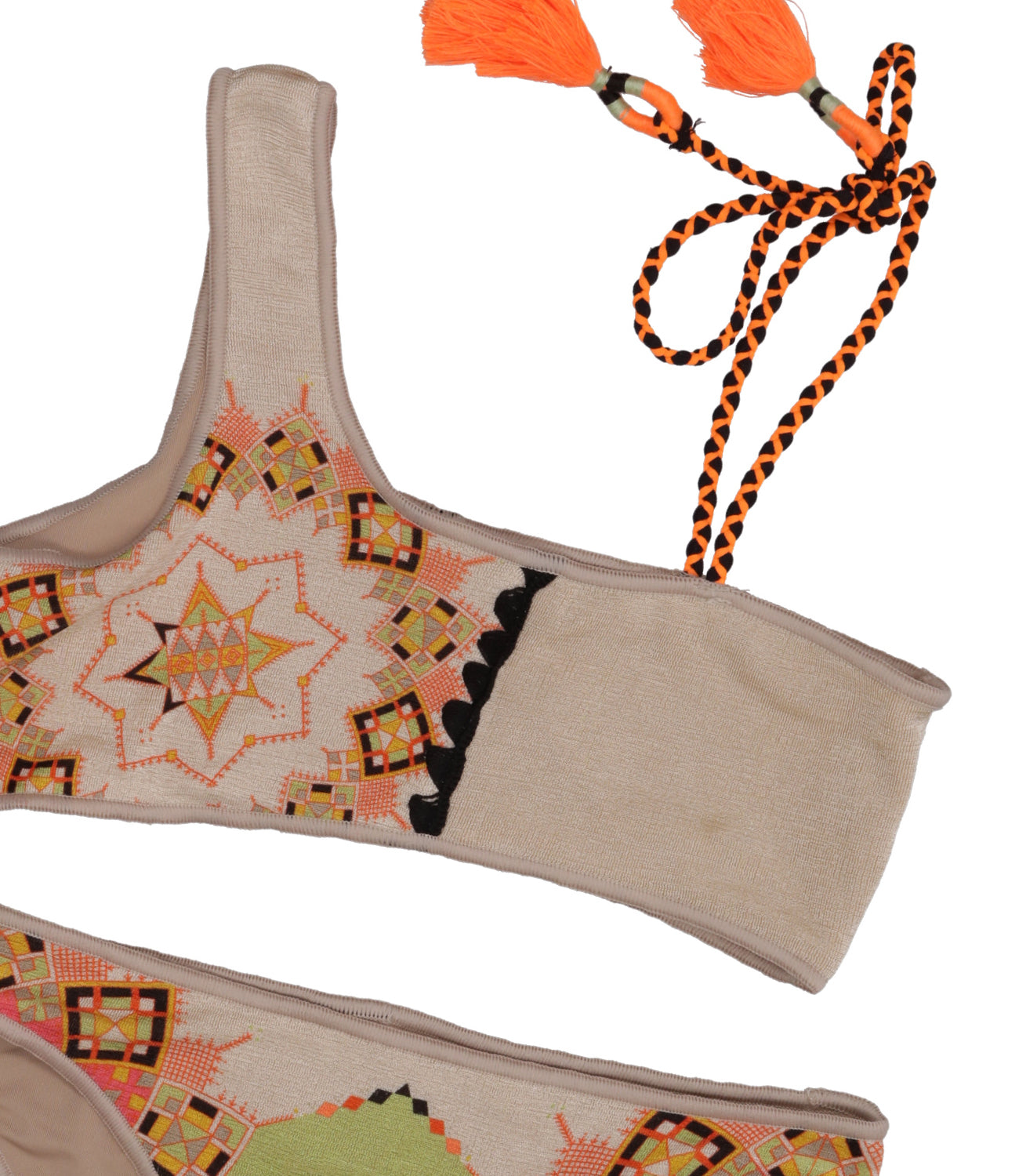 F**K Project Kids | One-Shoulder Bikini Swimsuit Beige and Orange