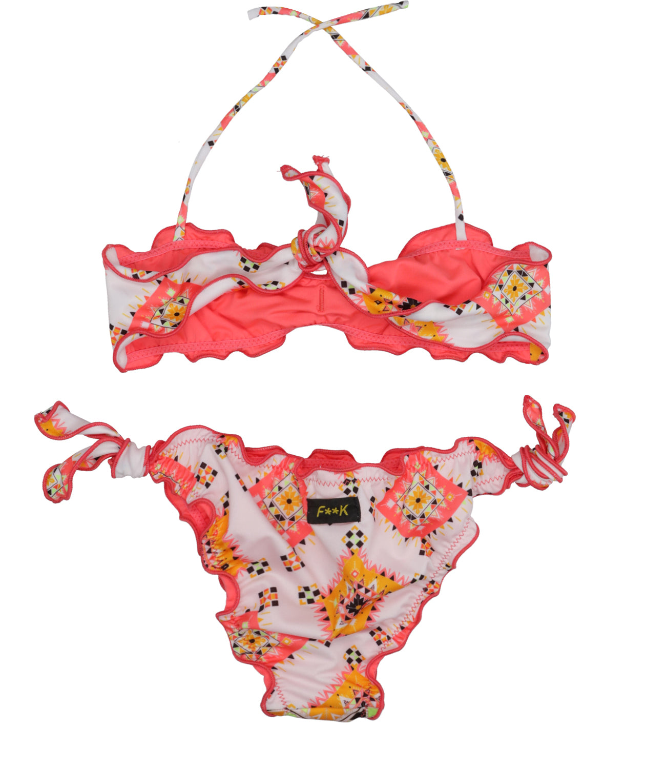 F**K Project Kids | Bandeau Bikini Swimsuit Orange and White