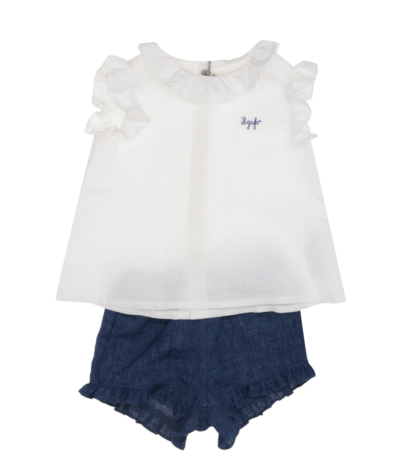 The Owl | Blue and White Shirt+Bermuda Shorts Set