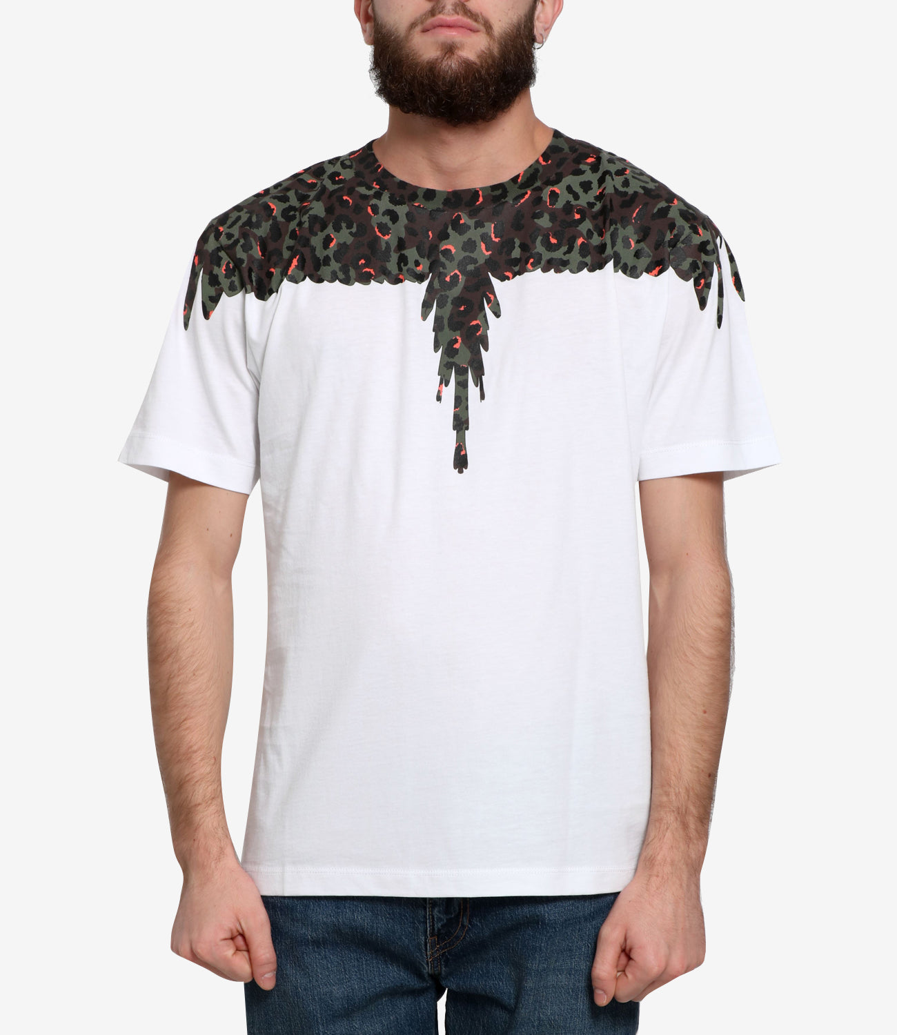 Marcelo Burlon | T-Shirt Animalier Wings Bianco e Marrone