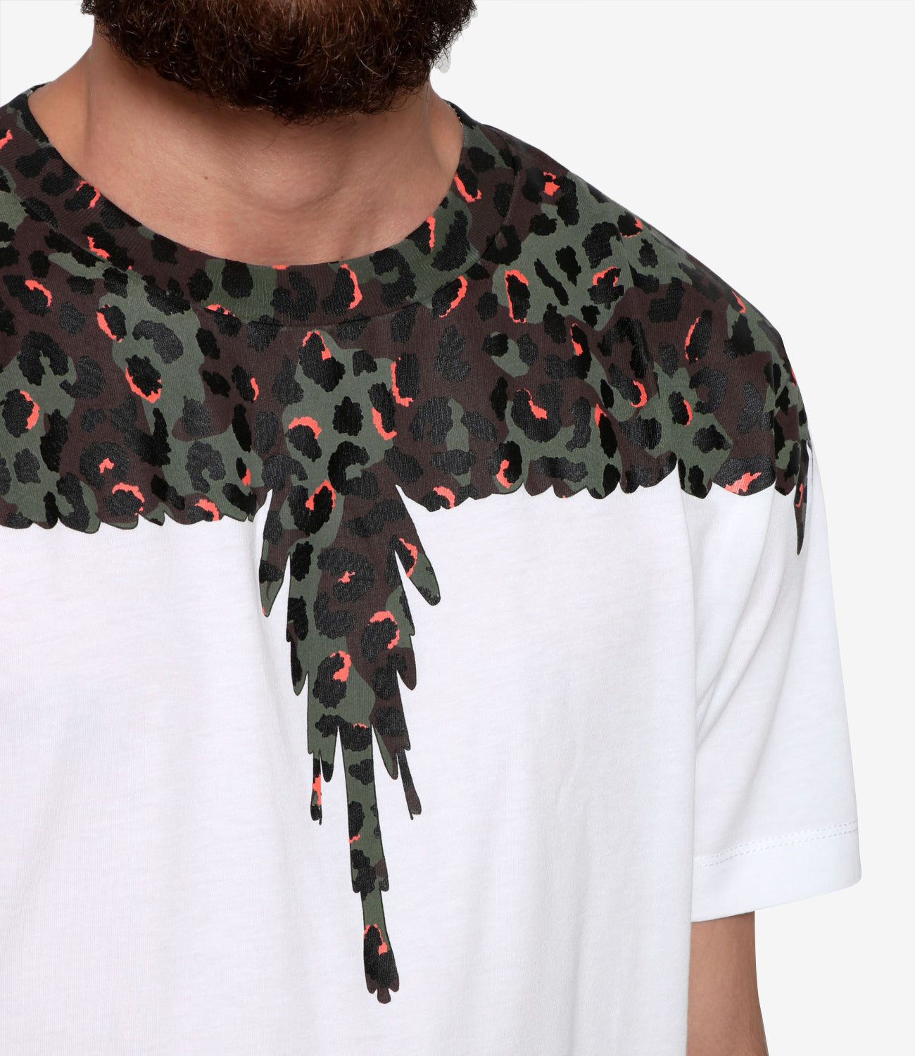 Marcelo Burlon | T-Shirt Animalier Wings Bianco e Marrone