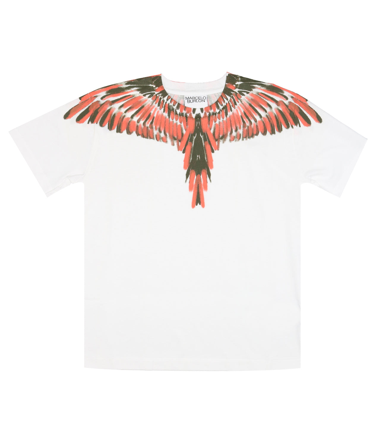 Marcelo Burlon Kids | T-Shirt Army Chalk Wings White and Orange