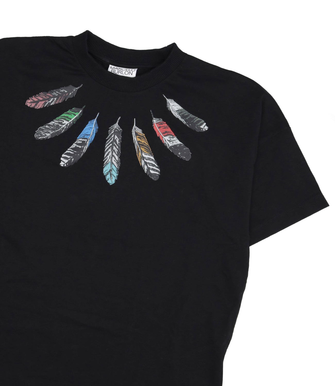 Marcelo Burlon Kids | T-Shirt Collar Feathers Black and Grey