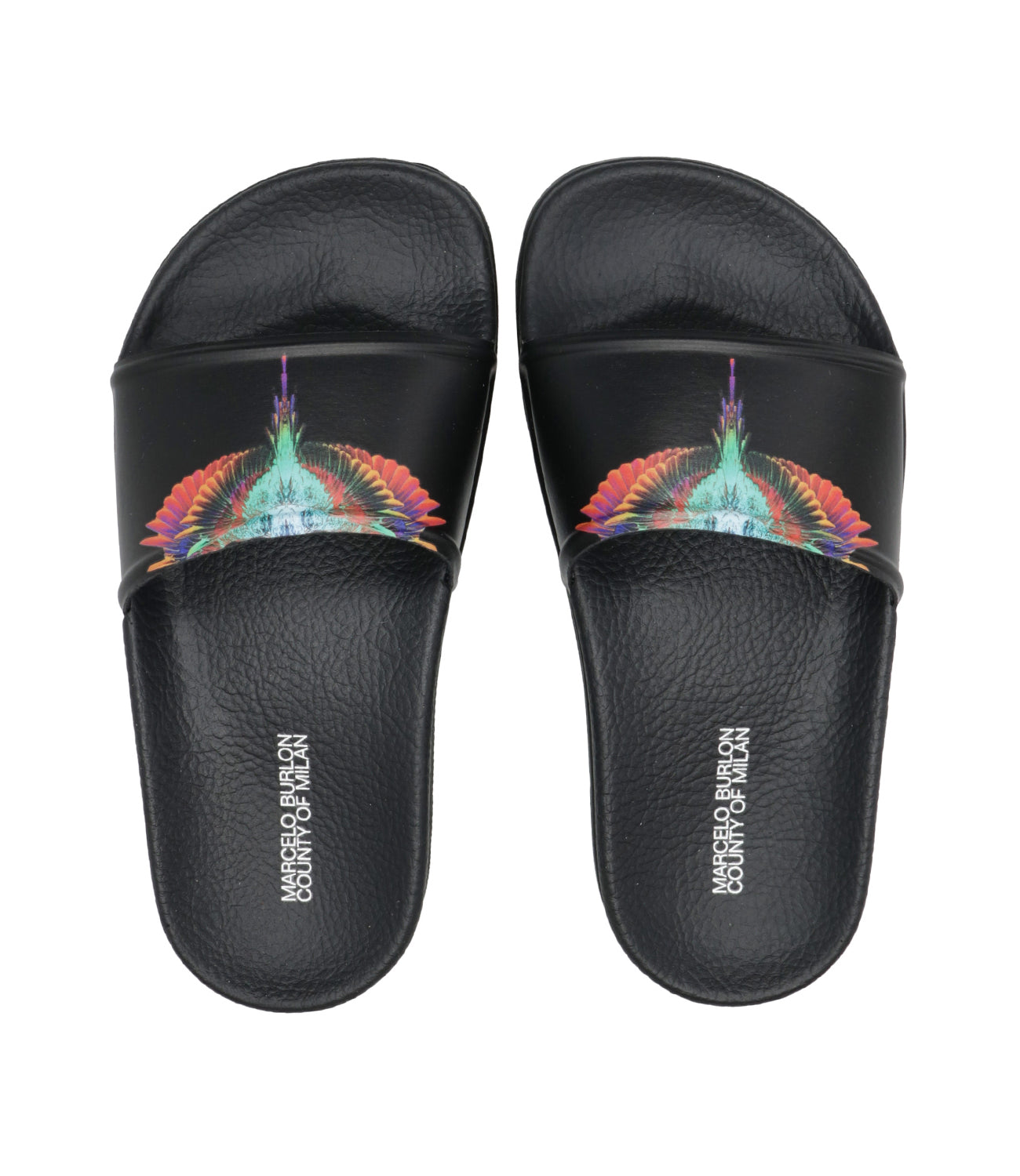 Marcelo Burlon Kids | Ciabatta Icon Wings Nero e Multicolor