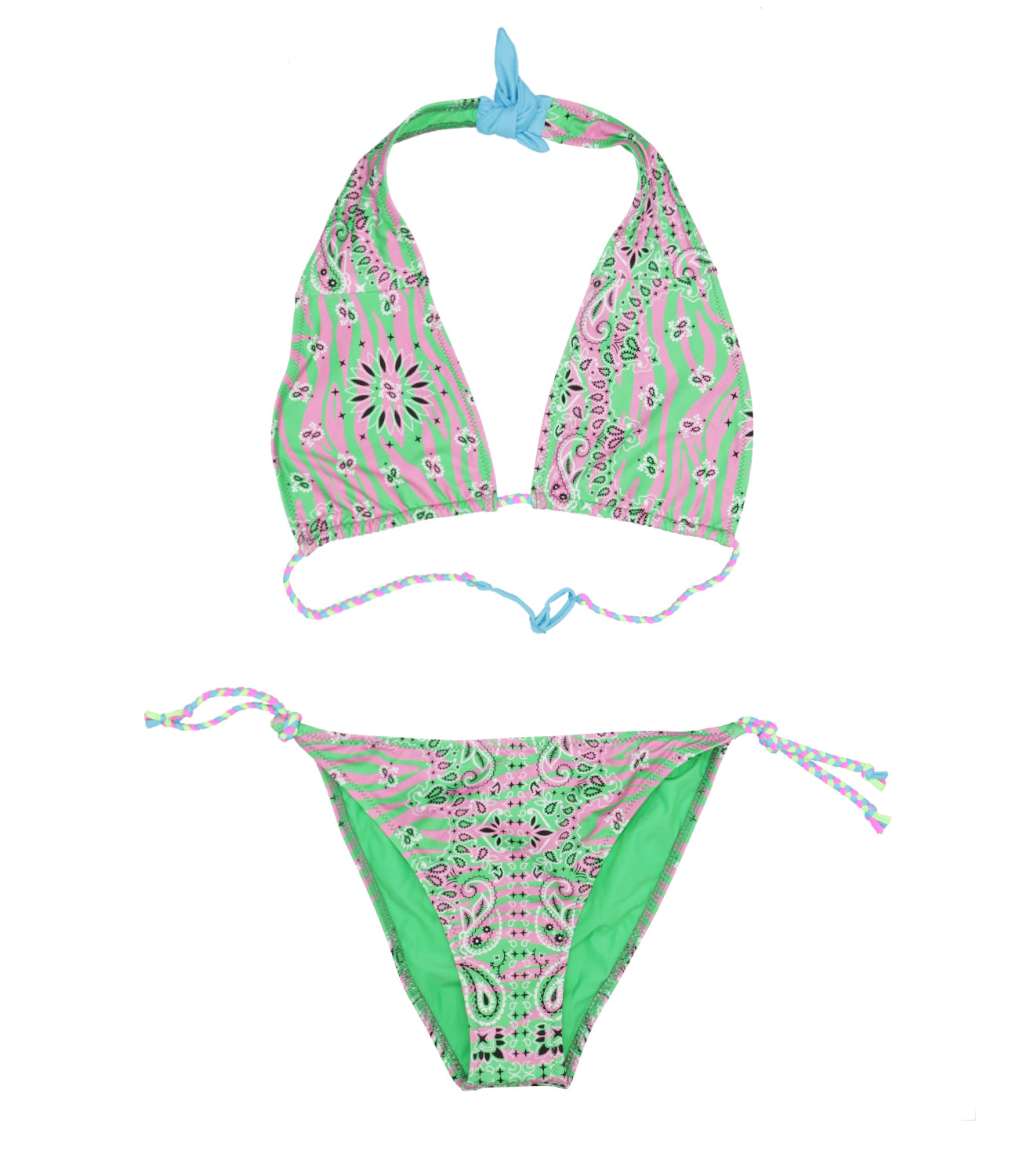 MC2 Saint Barth Kids | Green and Pink Bikini Swimsuit