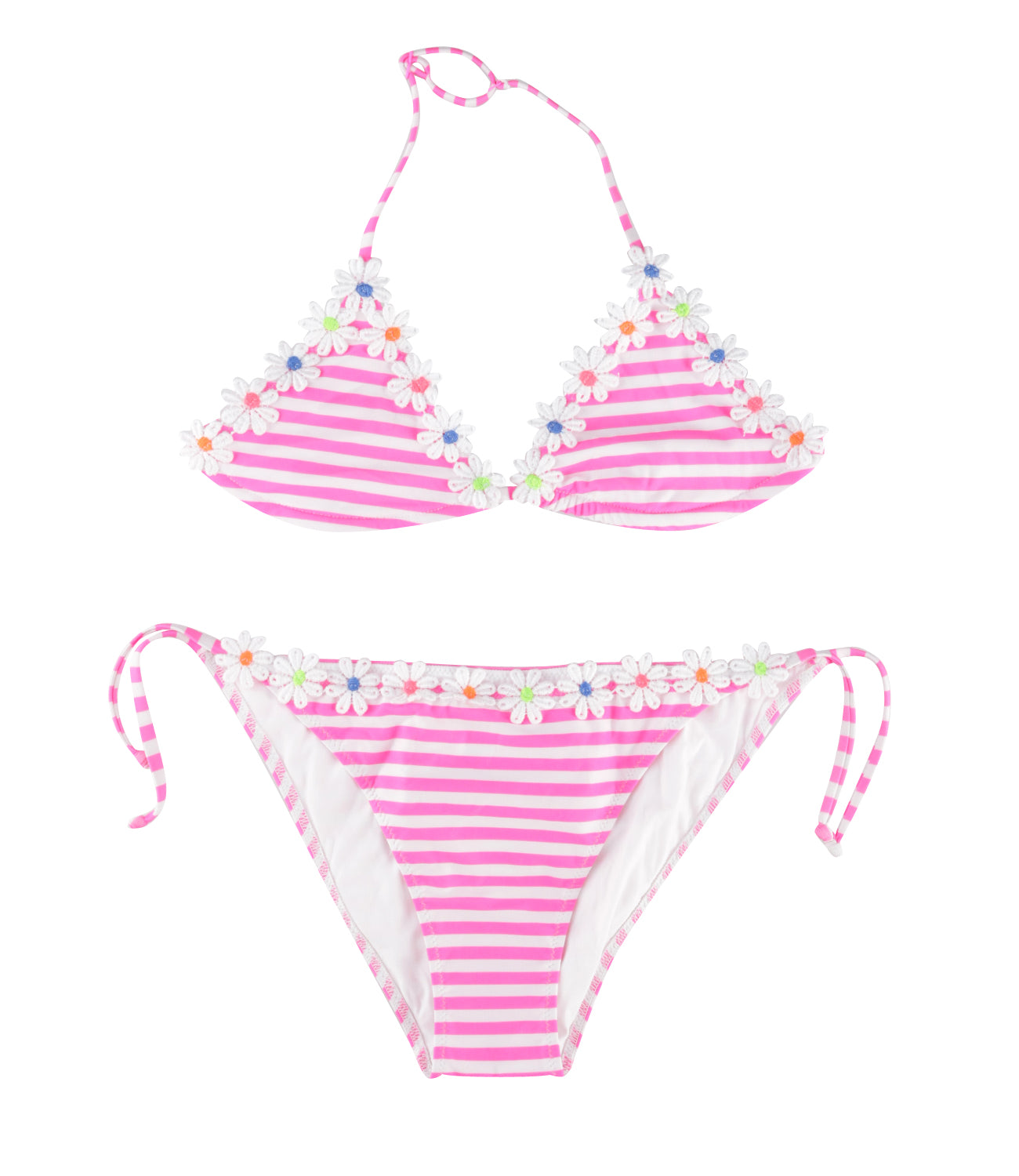 MC2 Saint Barth Kids | White and Fuxia Bikini Swimsuit