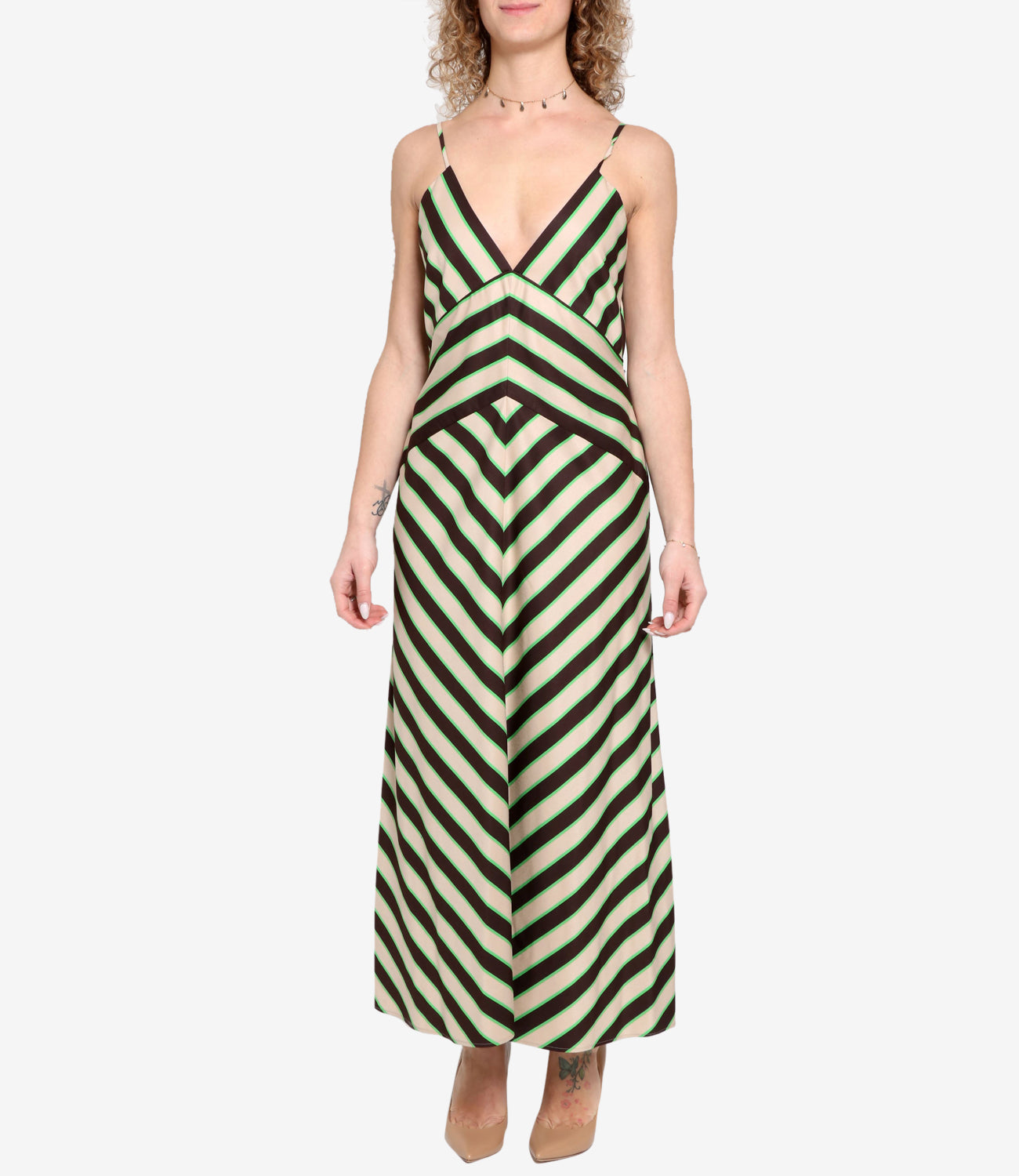 MSGM | Beige and Green Dress