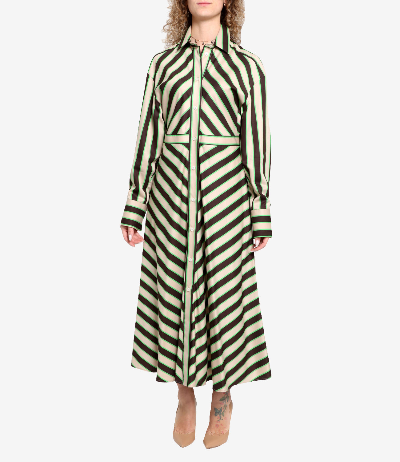 MSGM | Beige and Green Dress