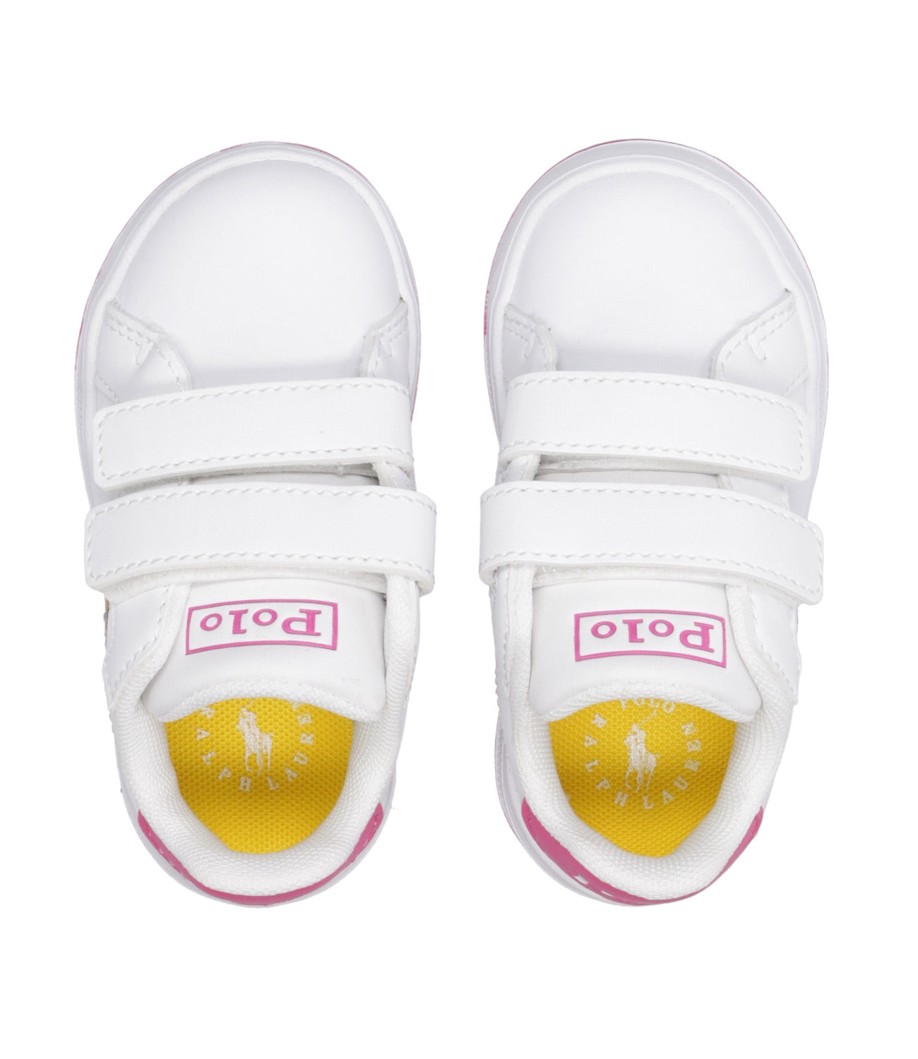 Ralph Lauren Childrenswear | Heritage Court II Bear EZ Sneakers White and Fuxia