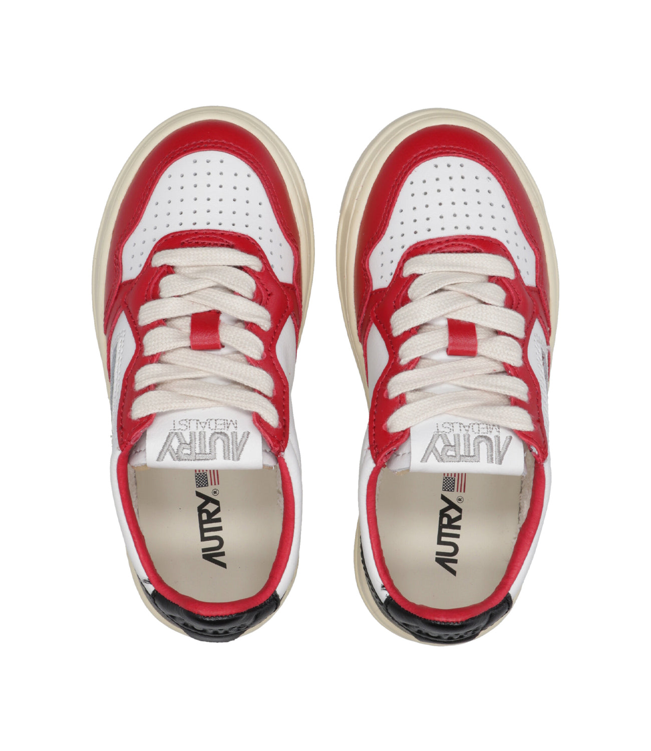 Autry Kids | Medalist Low Sneakers White, Red and Black