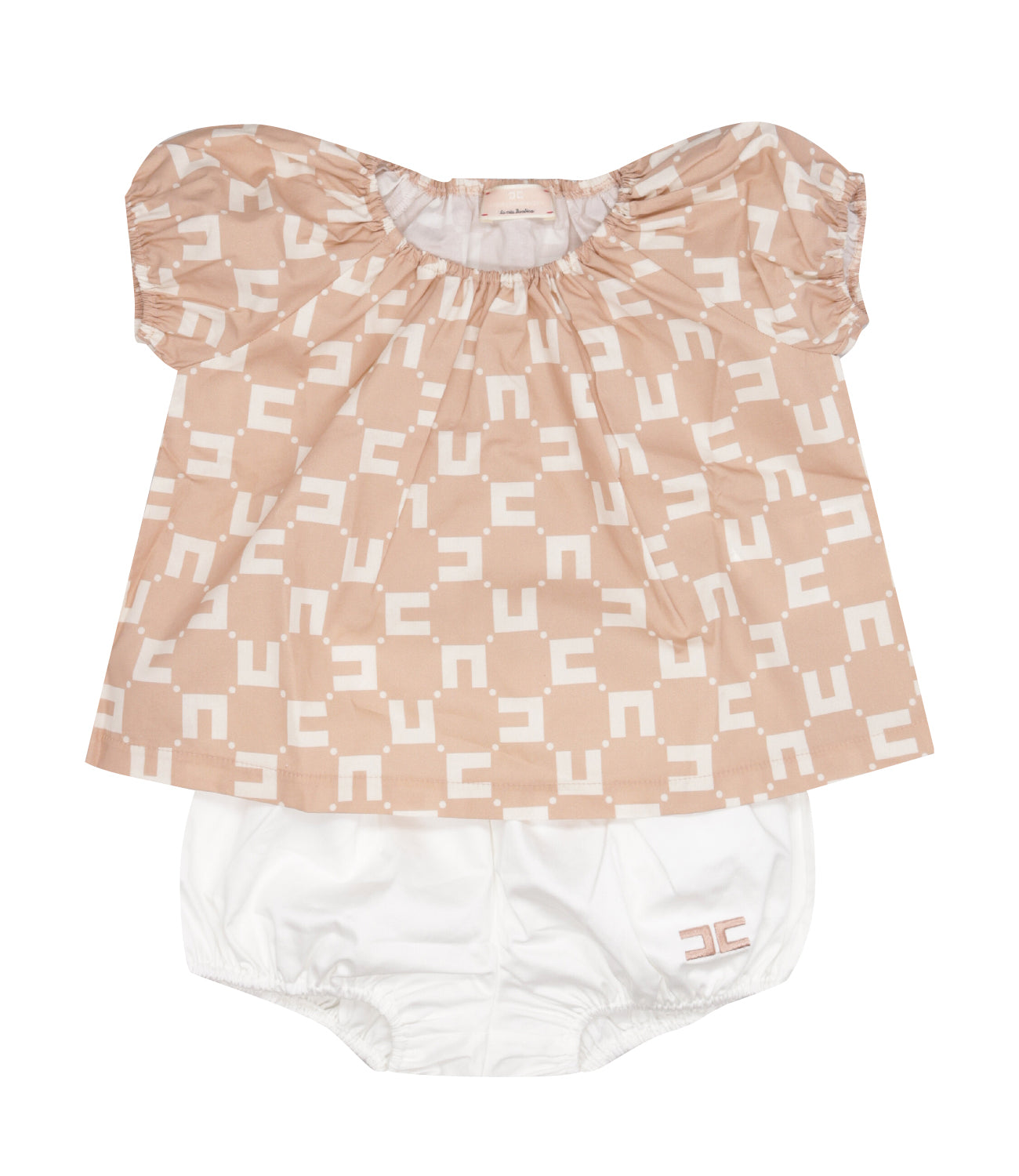 T-Shirt+Bloomers Set Ivory+Nude