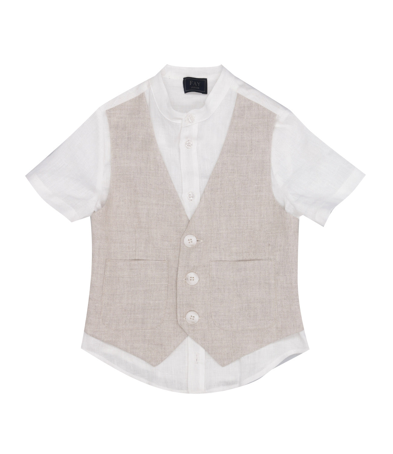 Fay Junior | Camicia Beige e Bianco