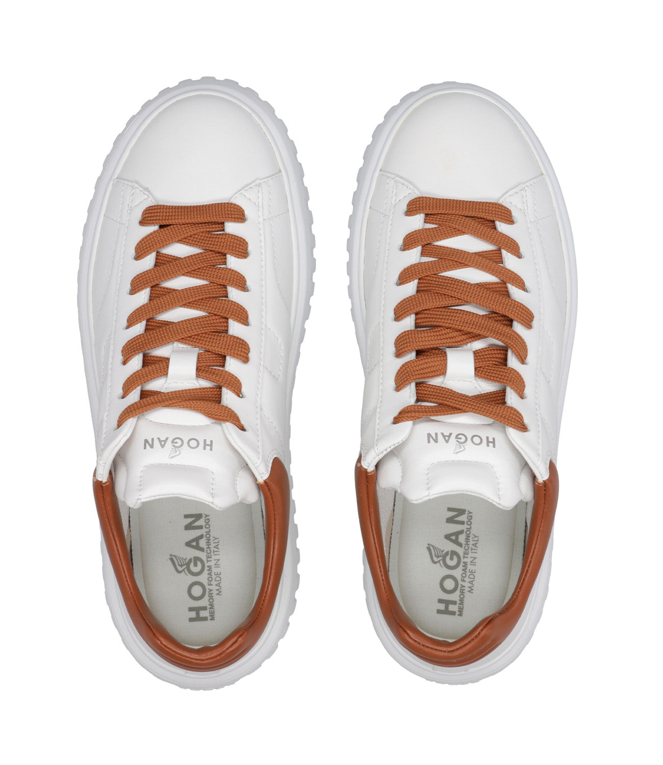 Hogan | Sneakers H-Stripes Allacciato Bianco e Cuoio