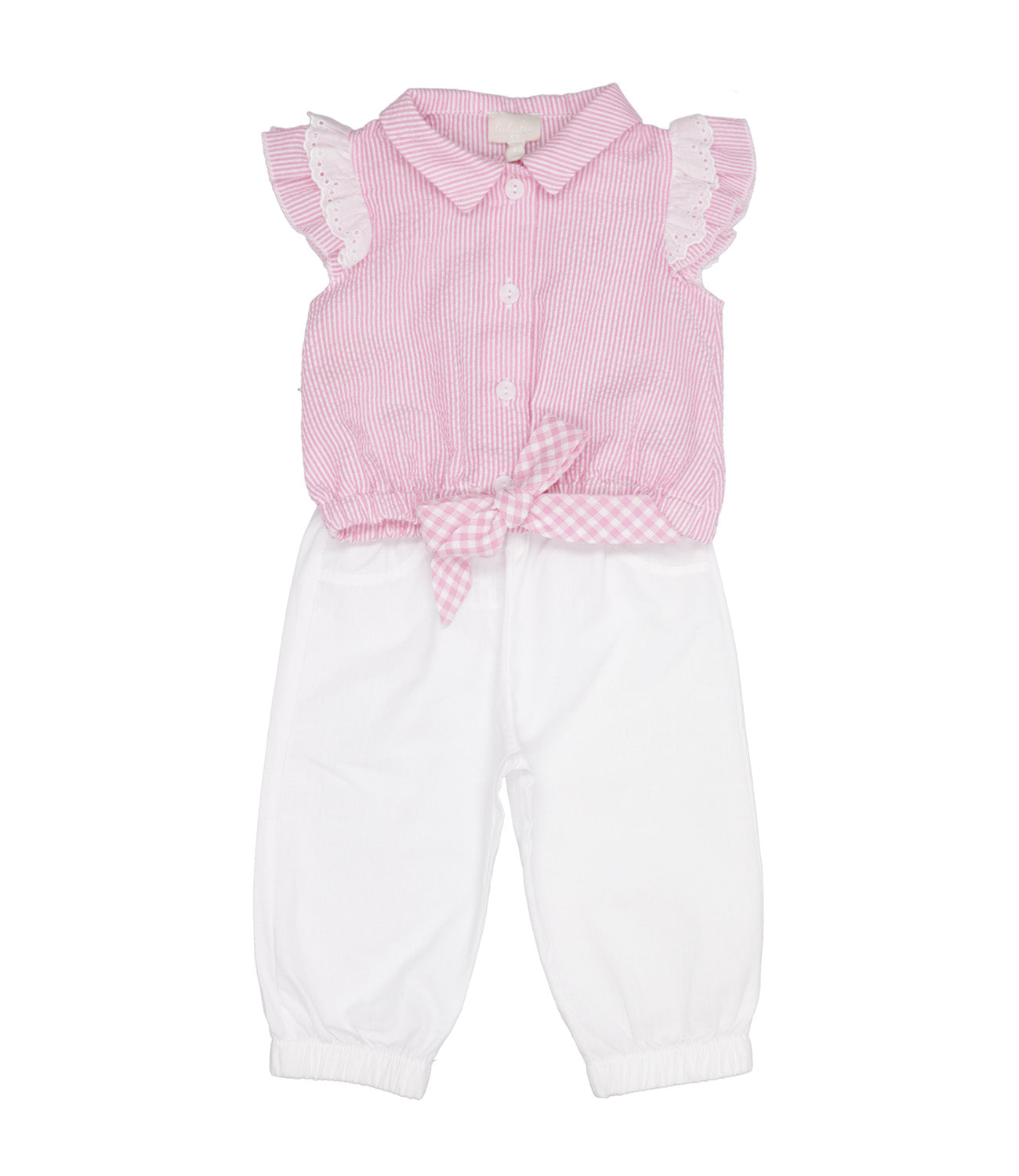 Lalalù | Set Camicia e Pantalone Rosa e Bianco