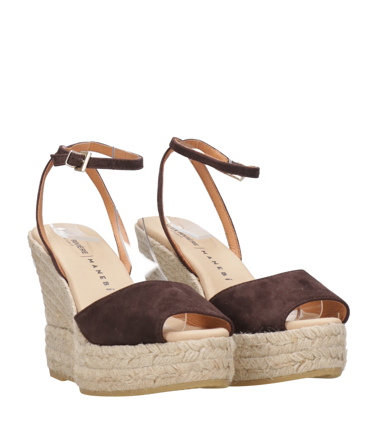 Manebi | Espadrilles Open Toe Wedge Chocolate Brown