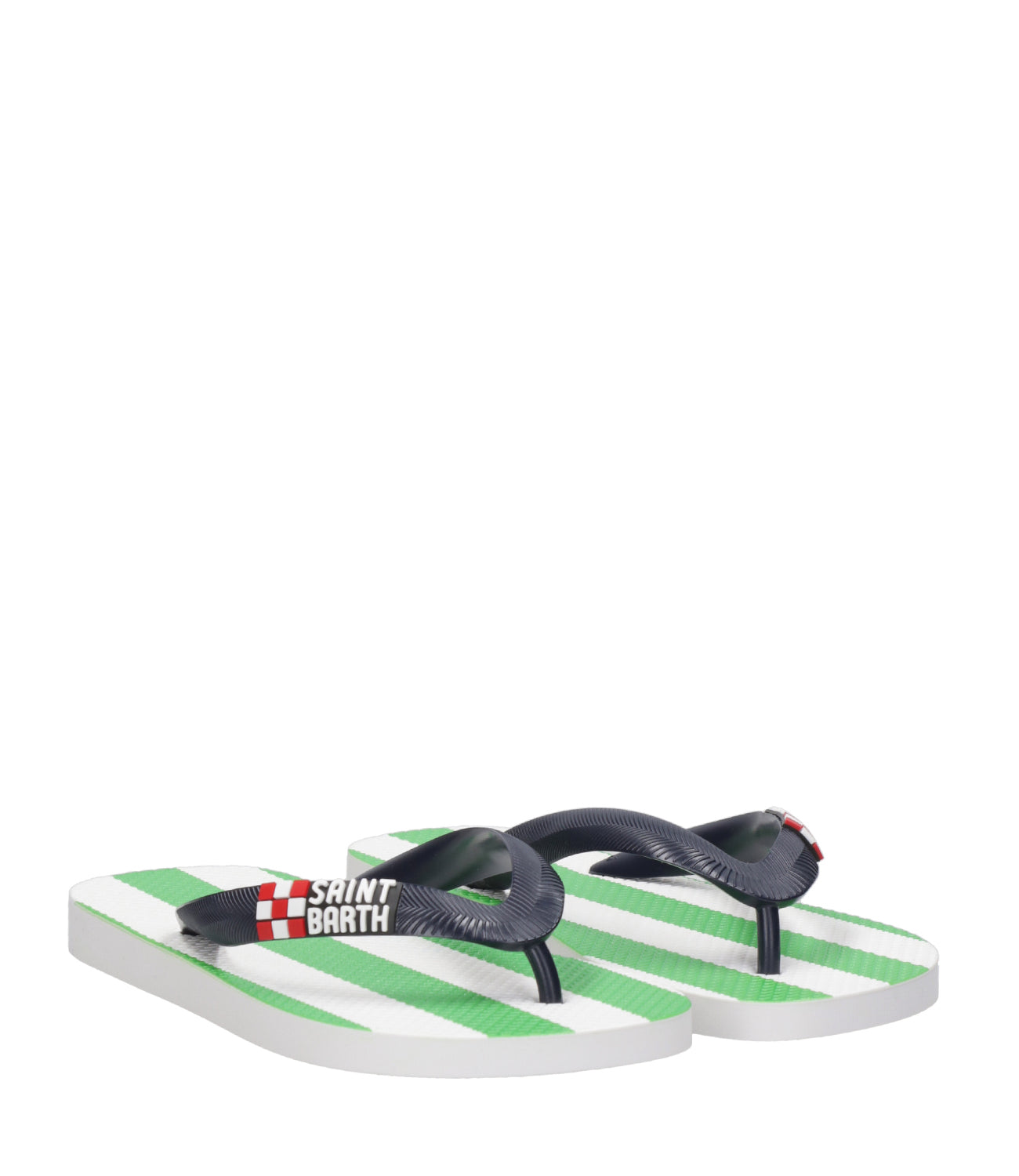 MC2 Saint Barth Kids | Jimmy Green and White Flip Flops