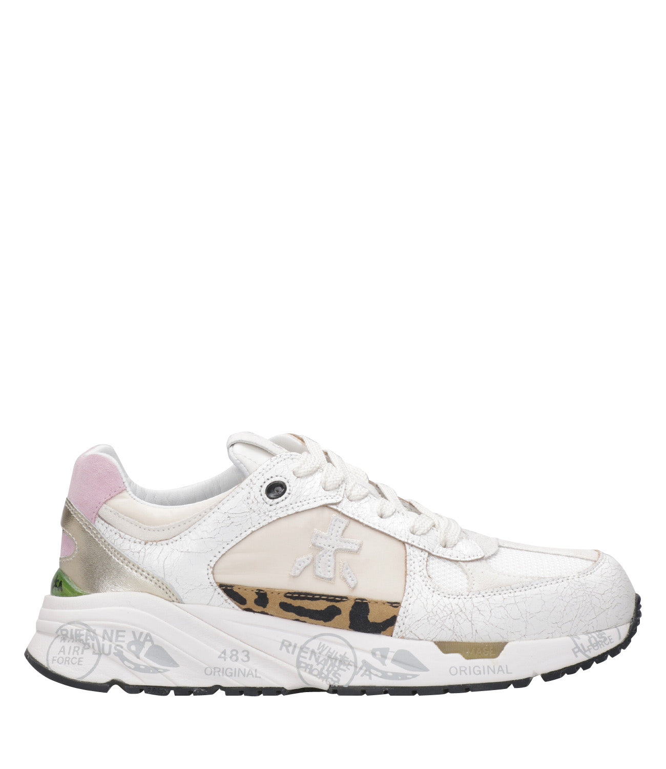 Premiata | Mased White, Beige and Pink Sneakers