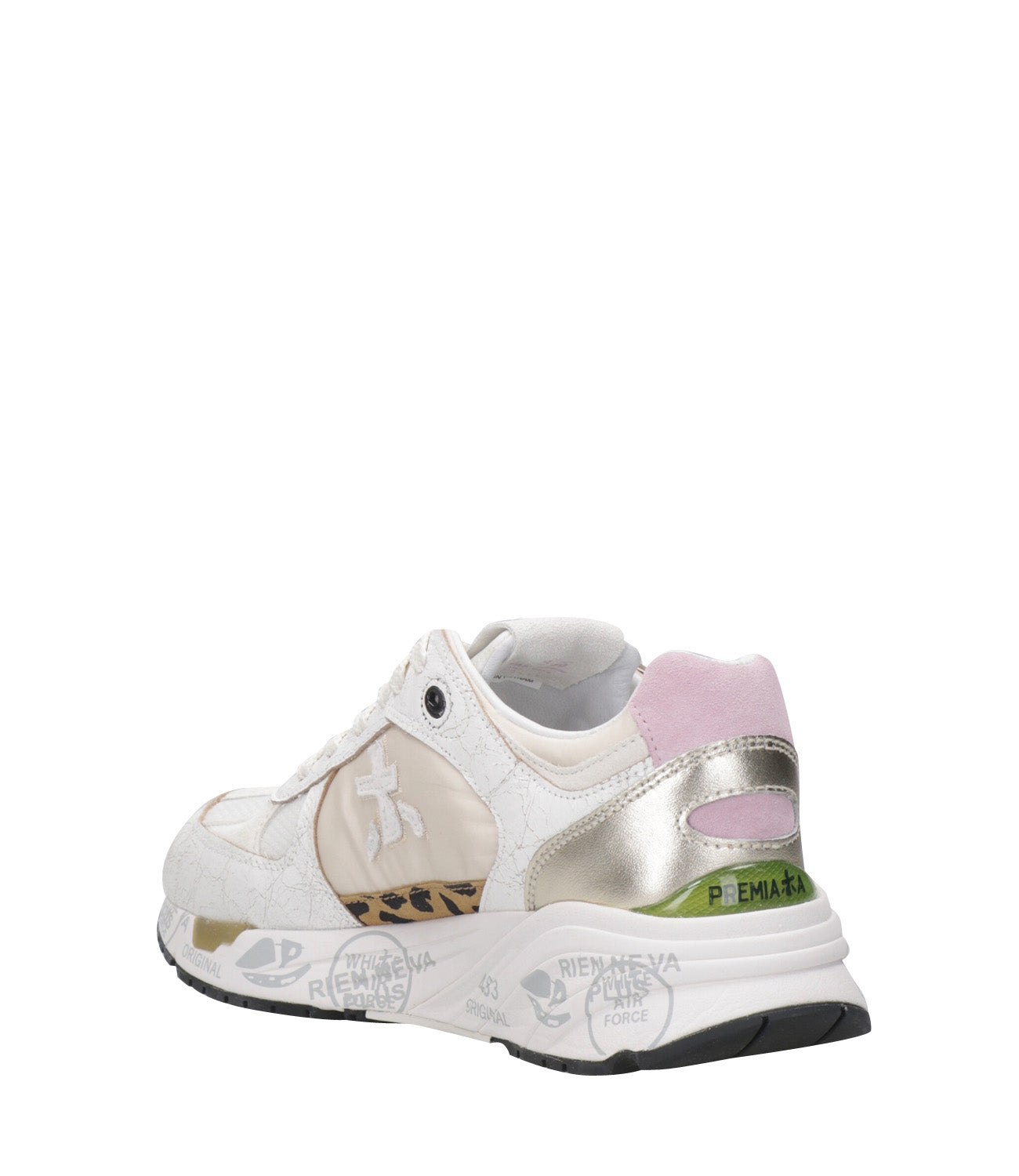 Premiata | Mased White, Beige and Pink Sneakers