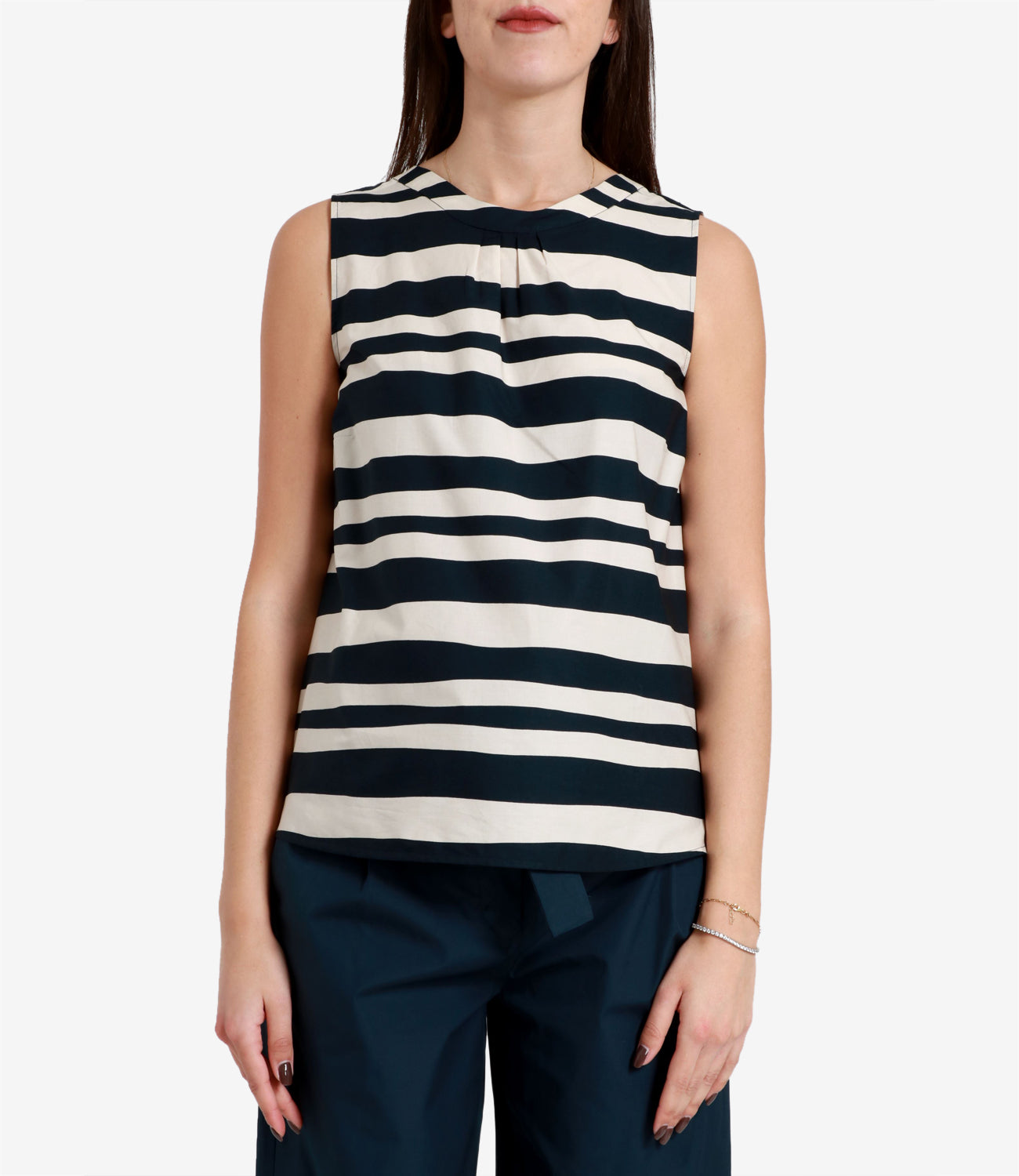 S Max Mara | Top Haway Navy Blue and White