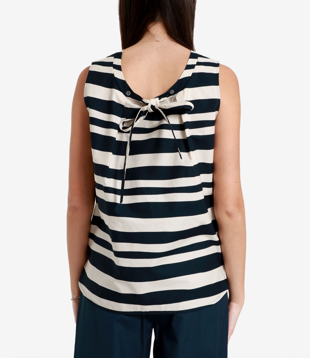 S Max Mara | Top Haway Navy Blue and White